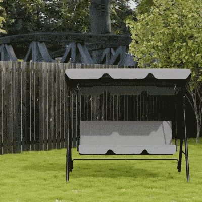 Outsunny 3-Seat Patio Swing Chair, Steel Frame, Adjustable Canopy
