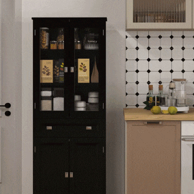 HOMCOM 63" 4-Door Kitchen Pantry Cabinet, Freestanding Storage Cabinet Cupboard with Adjustable Shelves, White