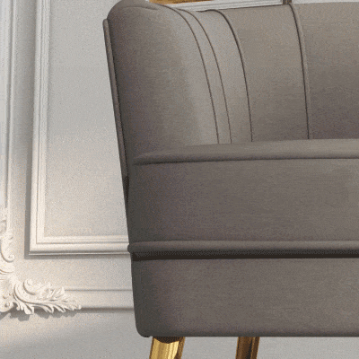 HOMCOM Fabric Armchair, Modern Accent Chair with Gold Metal Legs for Living Room, Bedroom, Home Office, Grey