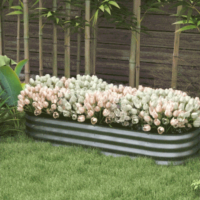 Outsunny 4.9 x 2 x 1ft Galvanized Raised Garden Bed Kit, Metal Planter Box with Safety Edging, Silver