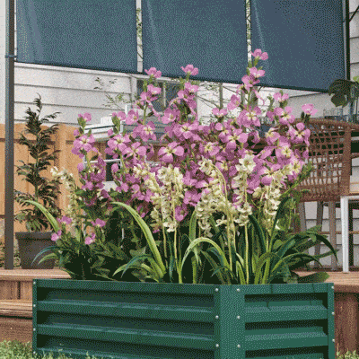 Outsunny Galvanized Raised Garden Beds, Outdoor Planter Box, Set of 2, for Flowers, Herbs and Vegetables, Green