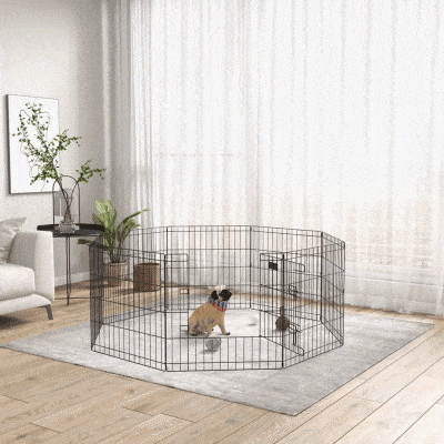 PawHut 24inch Foldable Metal Exercise Pet Playpen Yard Dog Puppy Kennel Cage 8 Panel