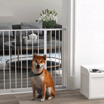 PawHut Pressure Fit Dog Gate Pet Barrier for stairs doorway, 29.9''- 42.1'' Width White