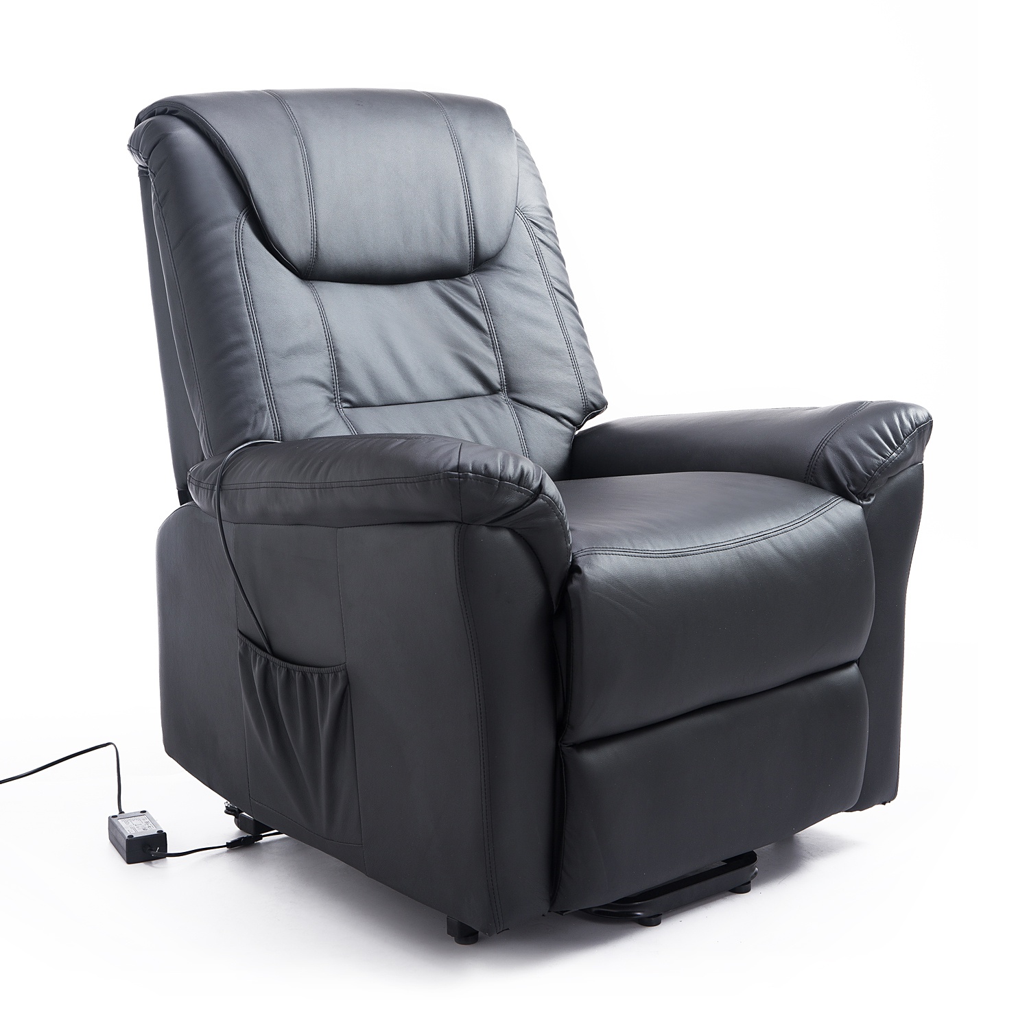 Leathered Electric Lift Chair Elder People w/ Remote BlackAosom