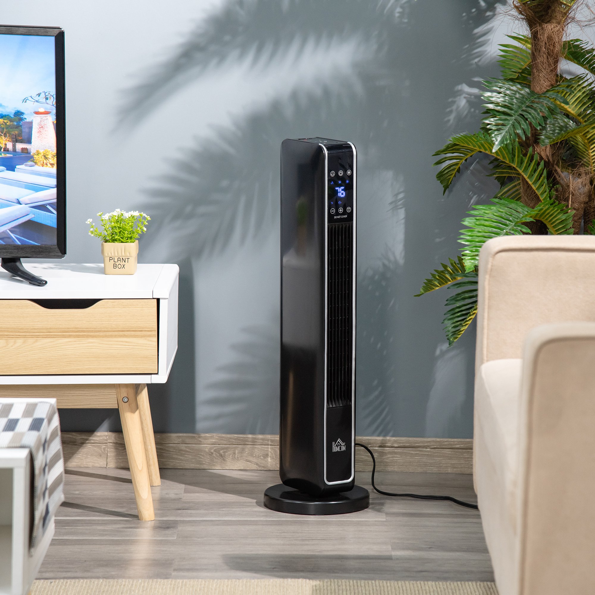 HOMCOM 2-In-1 Portable Electric Tower Heater, Oscillating Space Heater for  Indoor Use with Remote Control, 8H Timer, Three Heating Modes(High, Low, Fan),  750W / 1500W, Black | Aosom.com