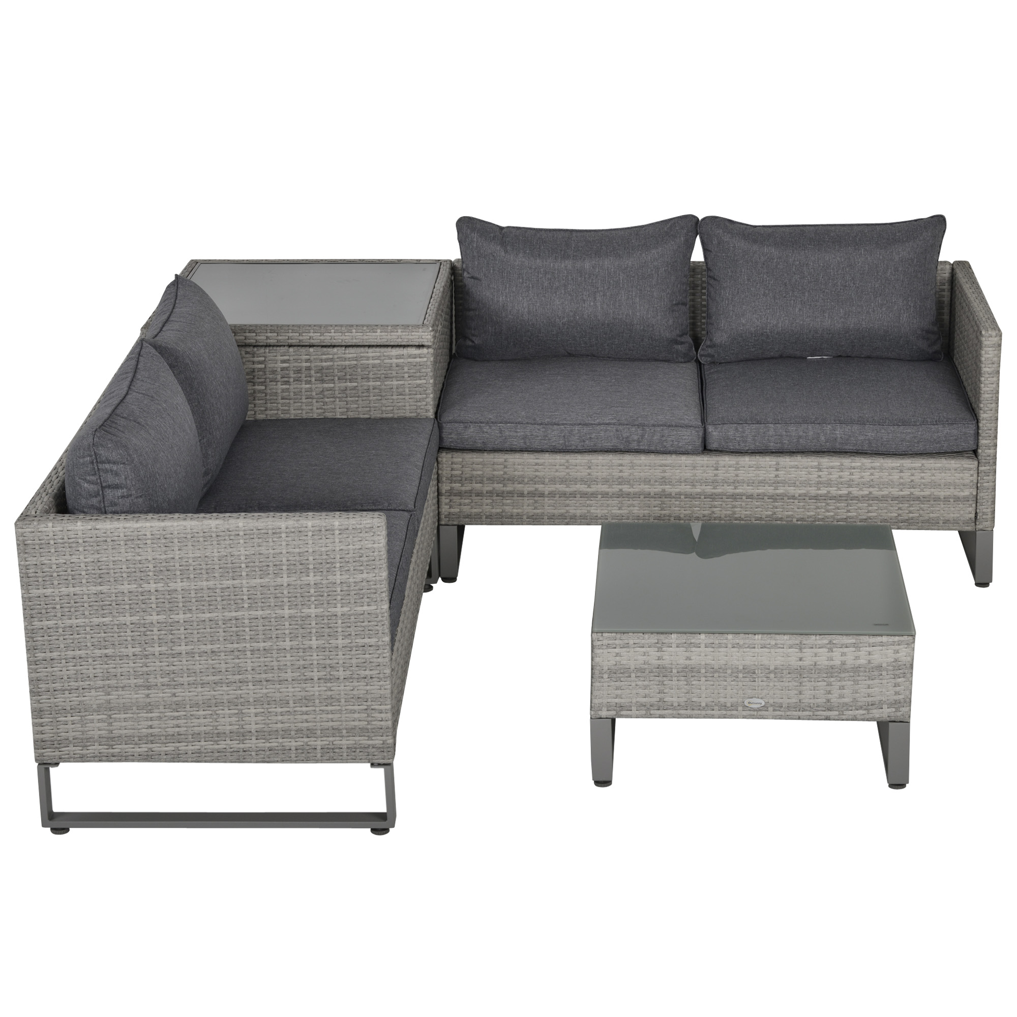 Outsunny 4 PCs PE Rattan Wicker Sofa Set Outdoor Conservatory Furniture ...