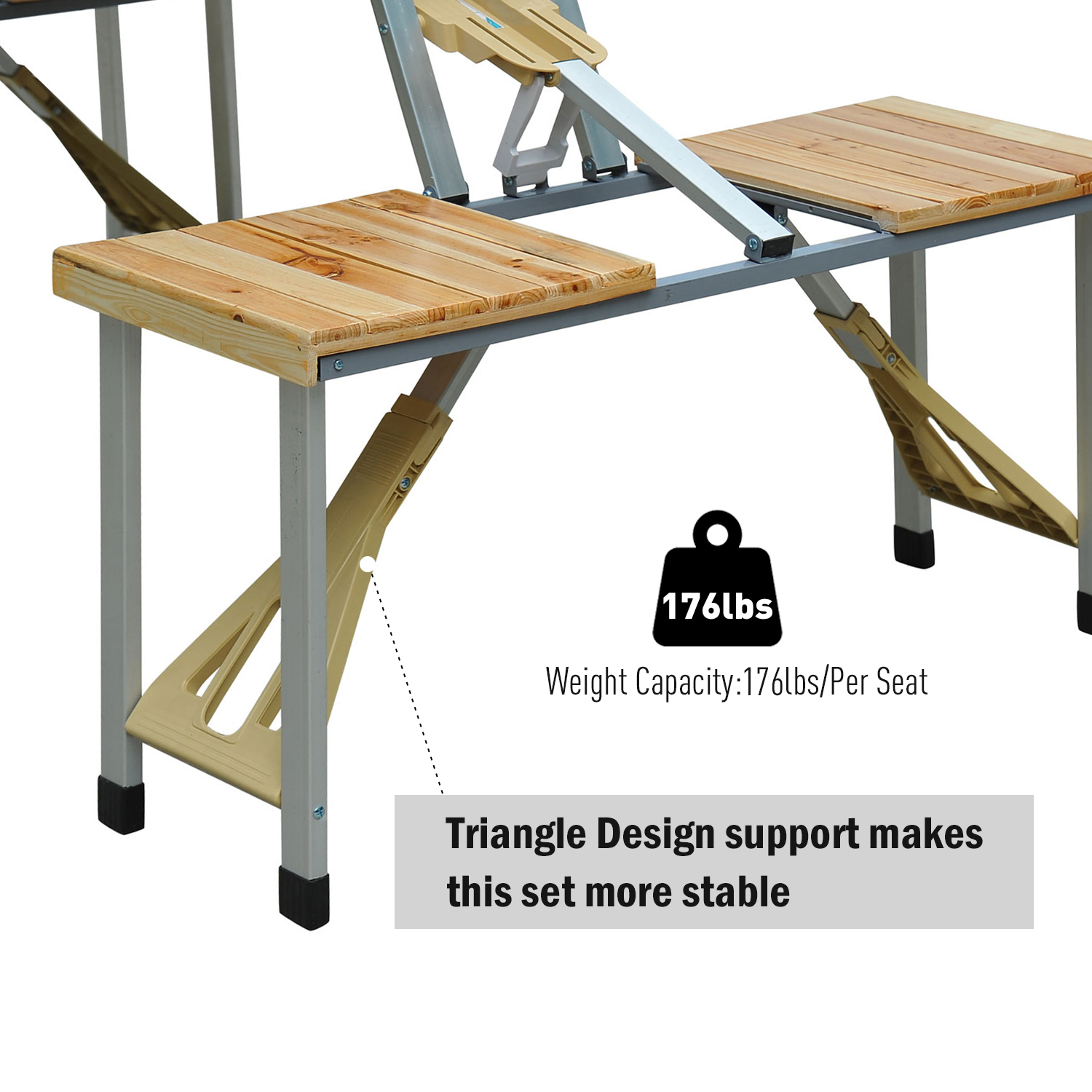 Yardenfun Wood Folding Side Table - Portable Outdoor Table For Beach Picnic Garden 28x26cm