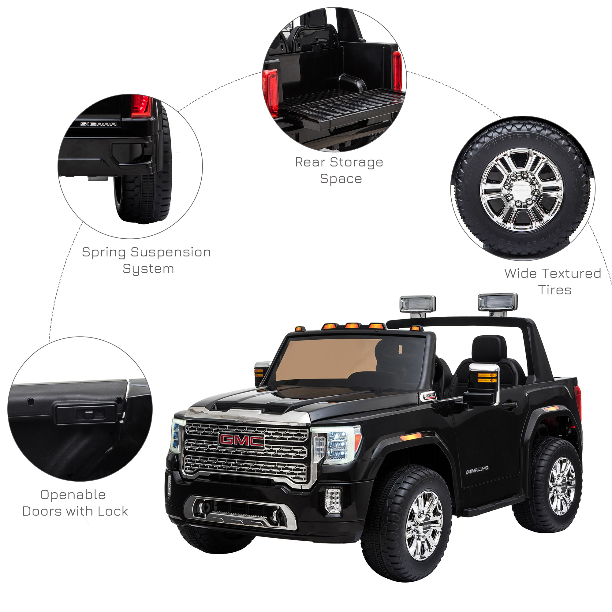 12V Battery Kids GMC Sierra HD Ride On Toy with Remote Control
