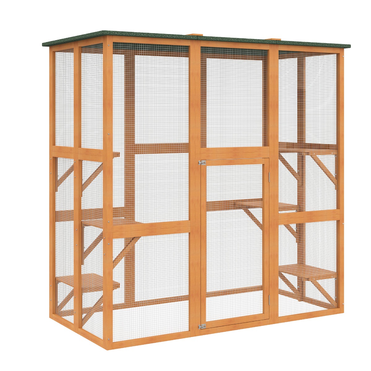 PawHut 6-Platform Catio Outdoor Cat Enclosure Wooden Cage 71' x 39