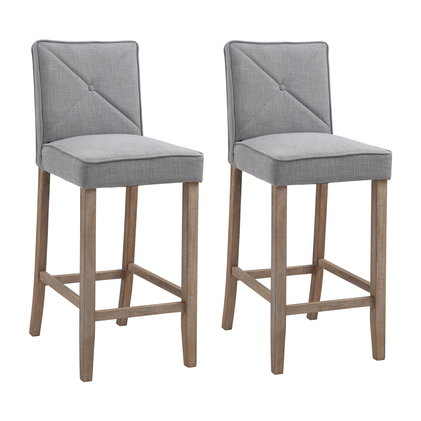 Modern Bar Stools Set of 2, Upholstered Barstools Kitchen Island