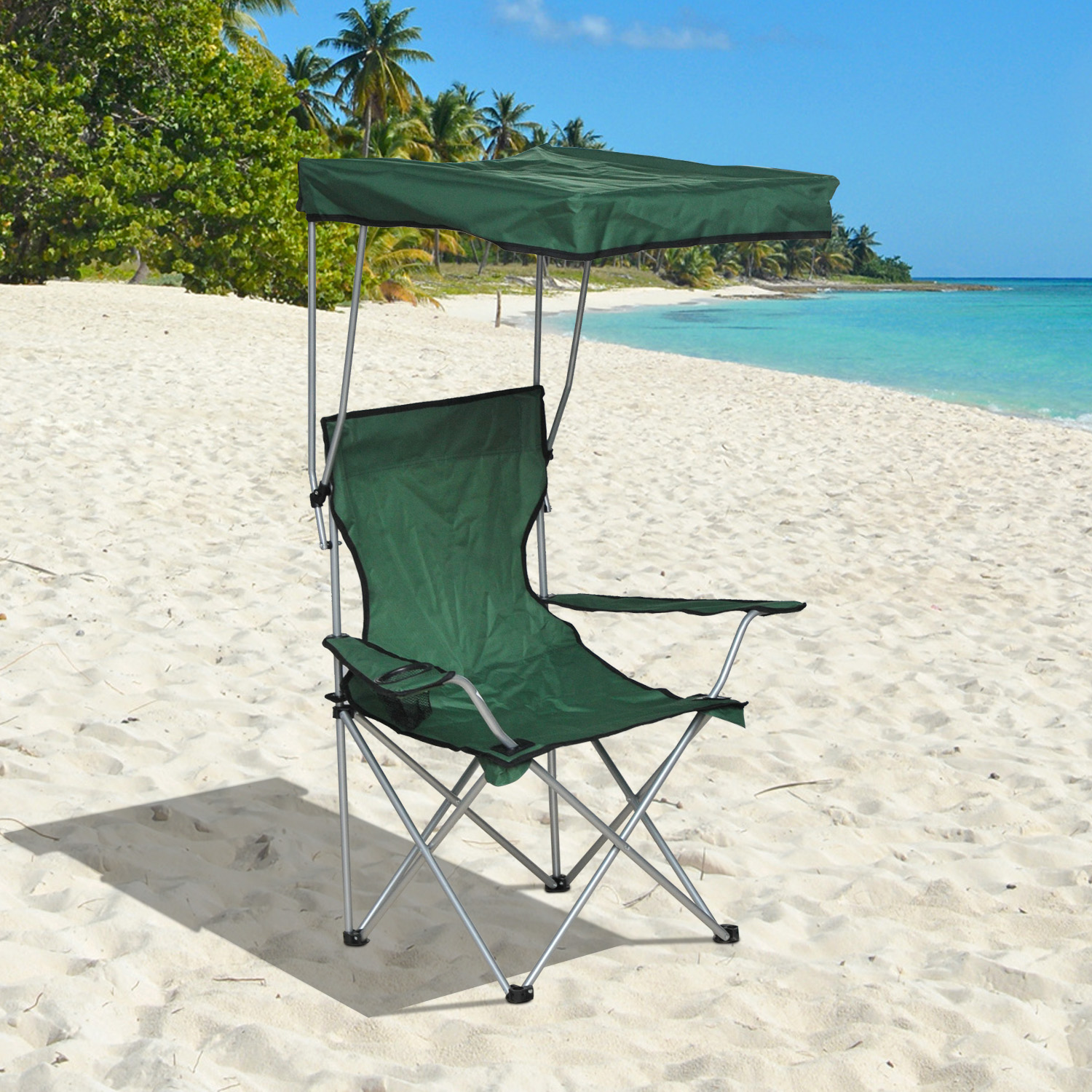 Outsunny Folding Canopy Chair Outdoor Camp Picnic Portable Armchair