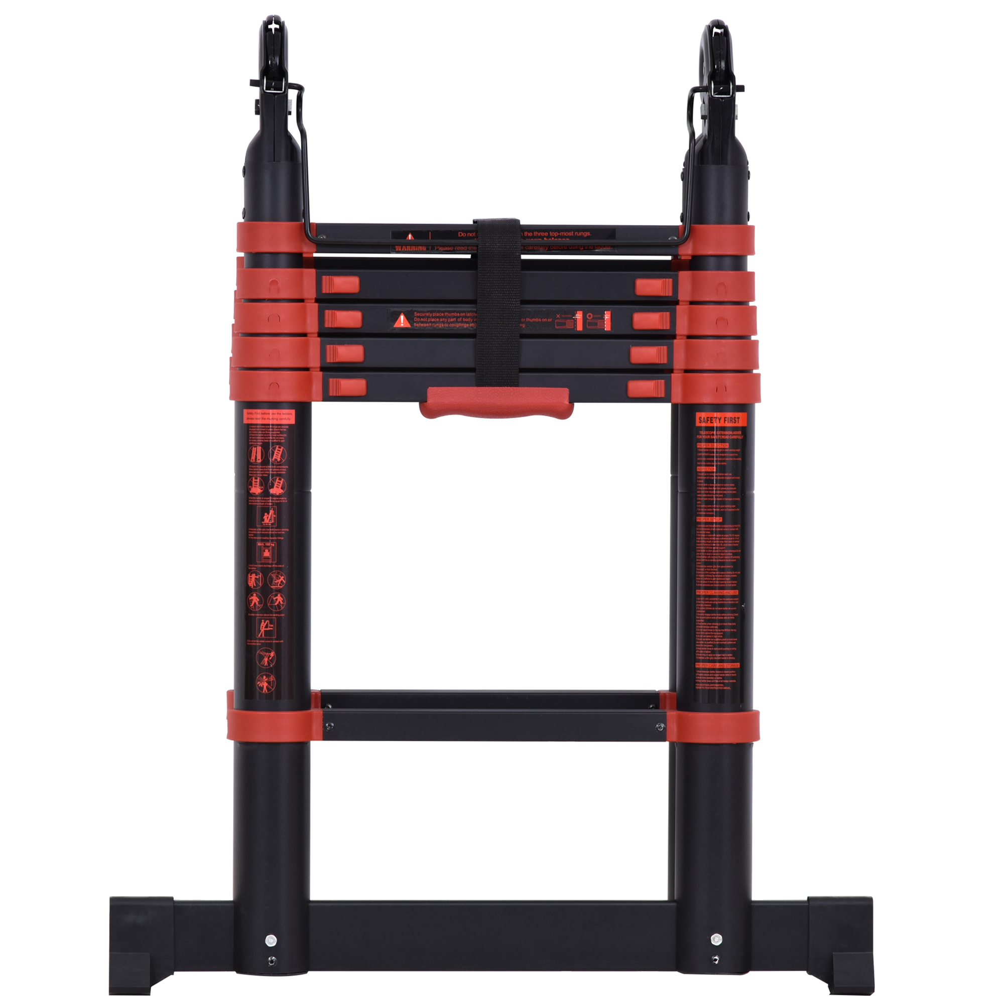 HOMCOM 12ft Telescoping Extension Ladder – Heavy Duty 330 Lb Capacity, EN131 Rated, Non-Slip Feet, Locking Mechanism, Black