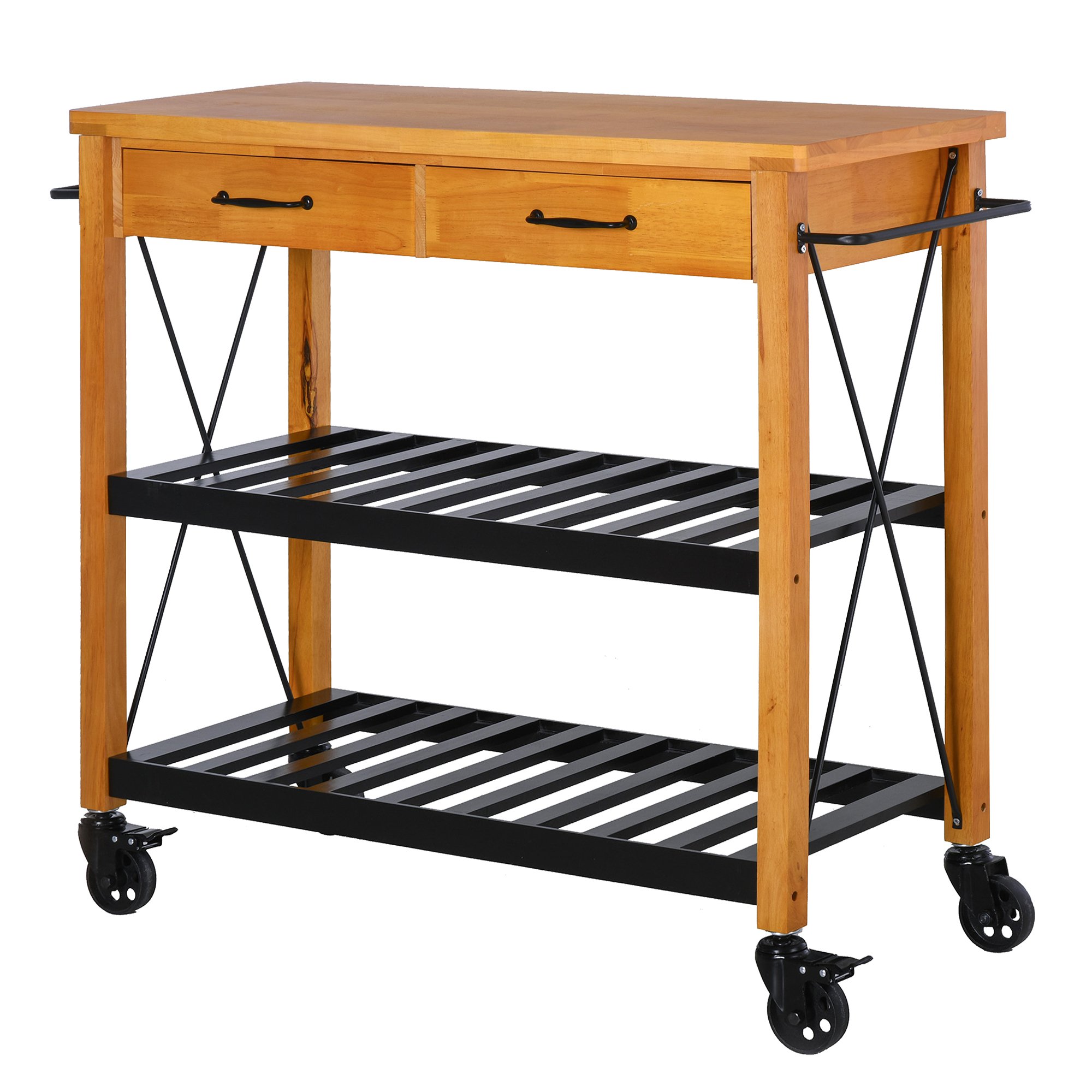 40" Rolling Kitchen Storage Cart with Drawers, Rolling Cart Organizer on Wheels, Snack