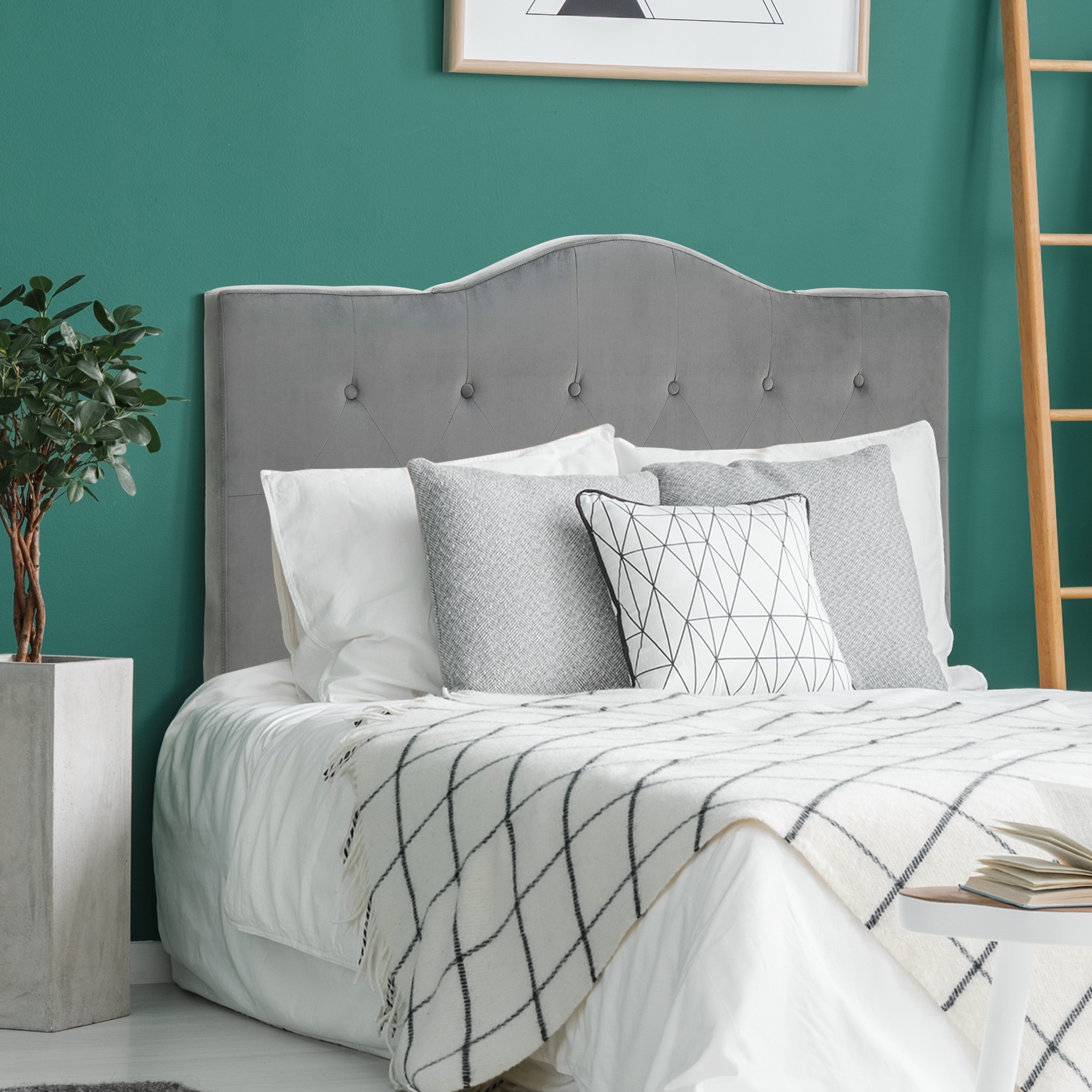 Bedhead Board Home Bedroom Decoration for 59" Bed w/ Sponge Filled Grey Aosom Canada