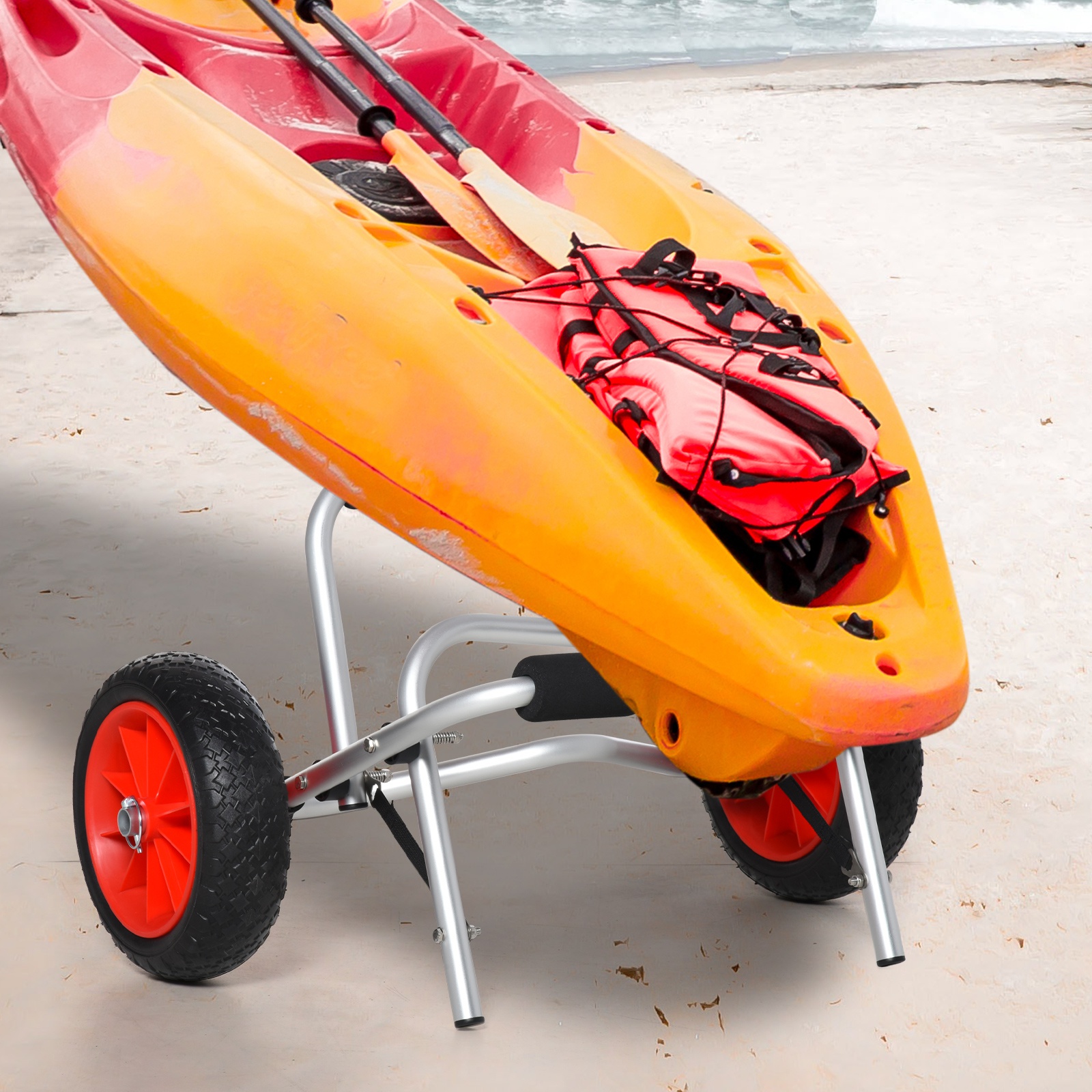 Soozier Kayak Cart Aluminum Boat Canoe Carrier With Beach Tires For Sand