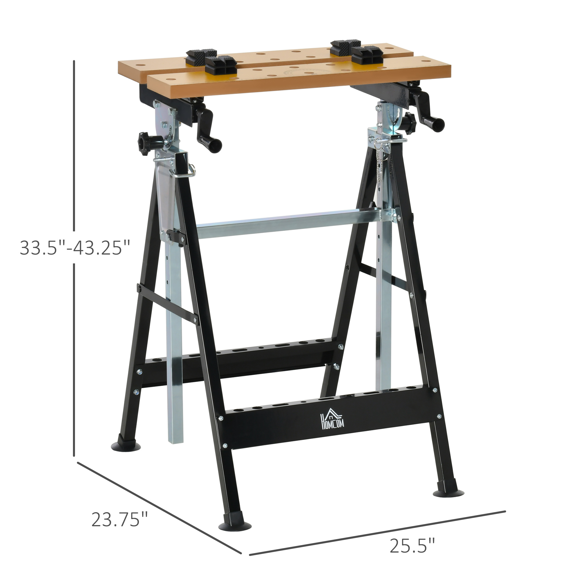 HOMCOM Woodworking Metal Roller Stand Wood Work Rest Adjustable Support