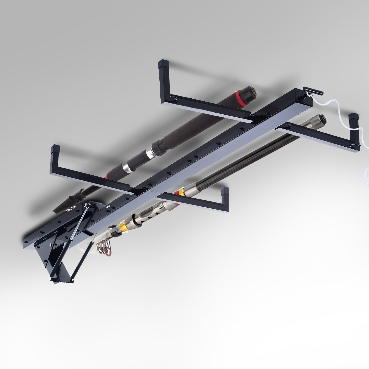 HOMCOM Roof Mounted Skateboard Ceiling Lift Rack Hoist Pulley Rope Bike ...