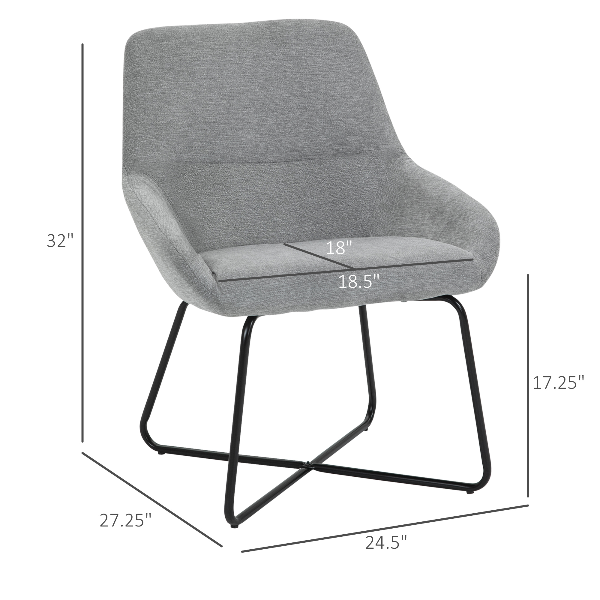 HOMCOM Modern Accent Chair Leisure Fabric Mid Back Chair