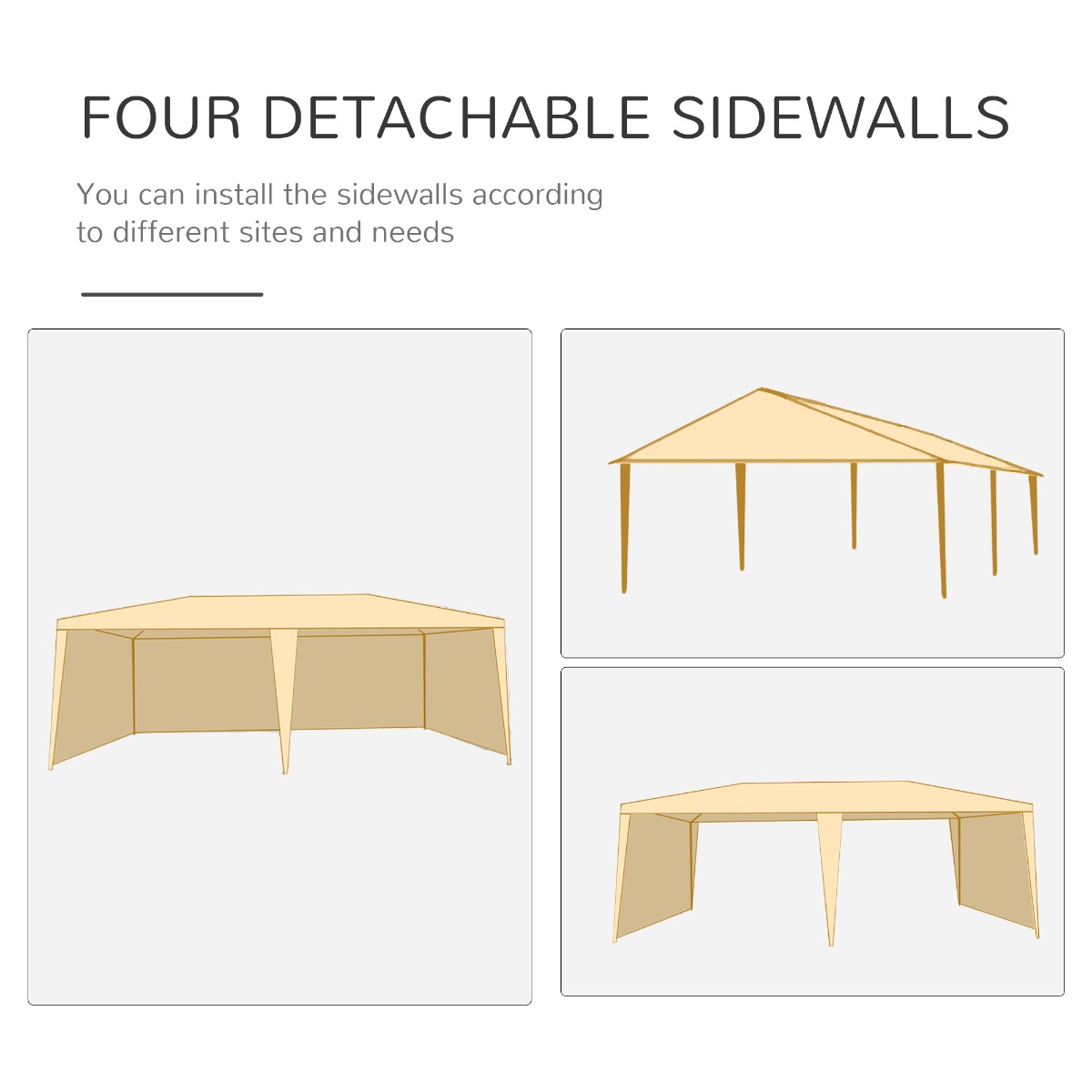 Outsunny White 10' x 20' Gazebo Canopy Tent Party Tent with