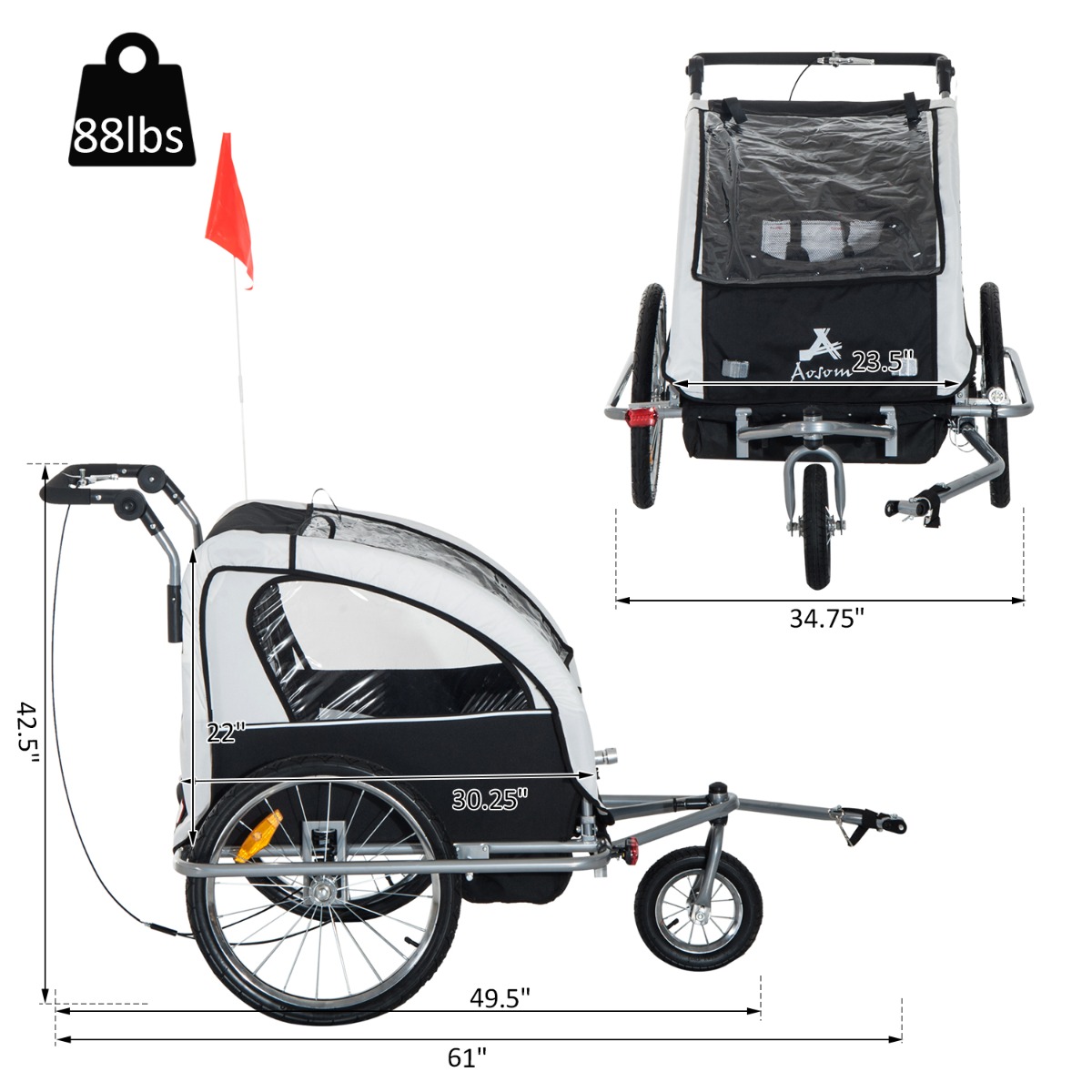 aosom double bike trailer
