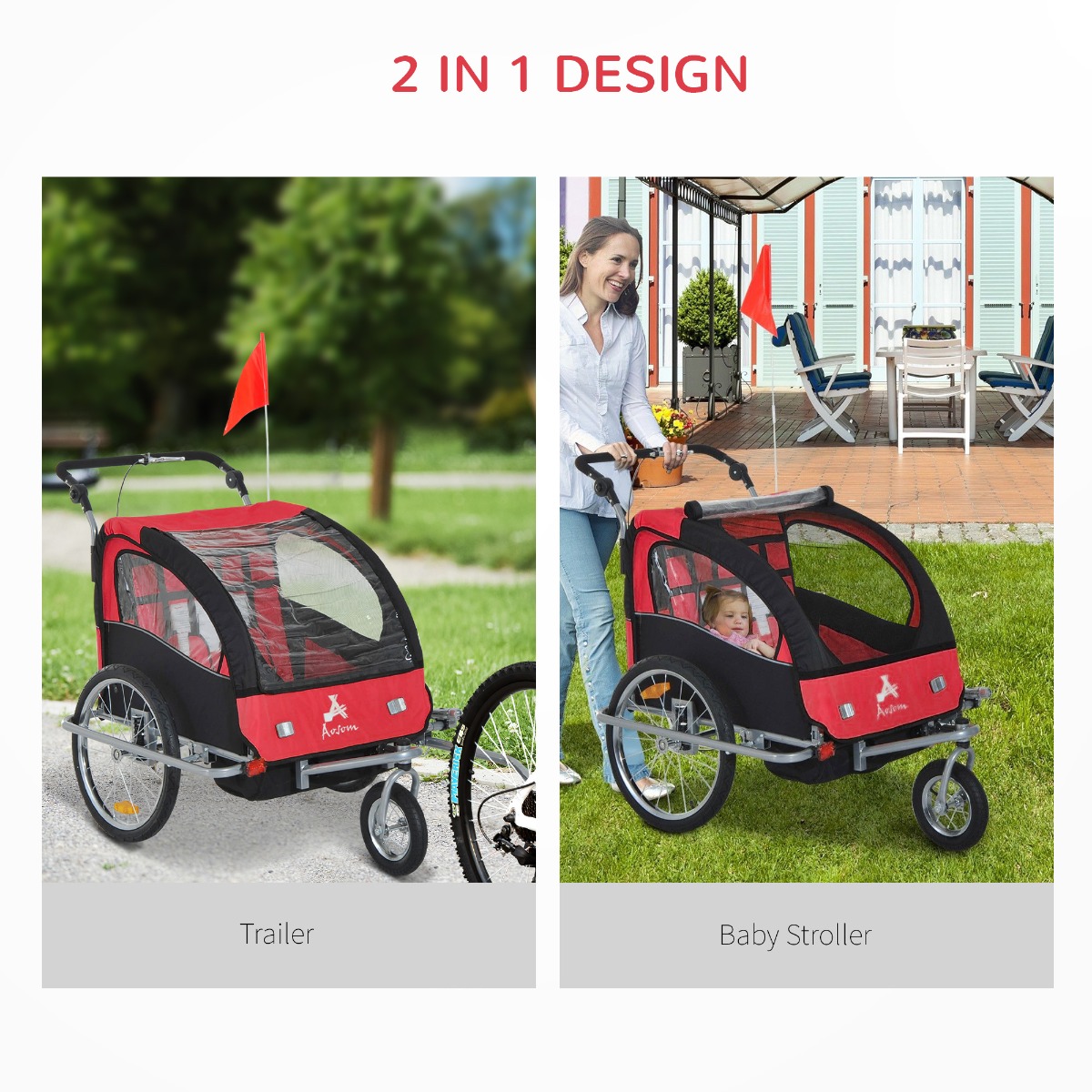 aosom double bike trailer
