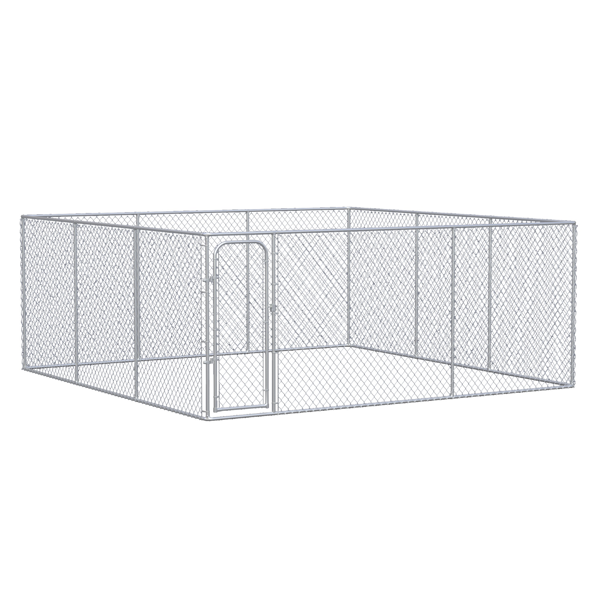 PawHut Outdoor Dog Kennel Galvanized Chain Link Fence Heavy Duty Pet