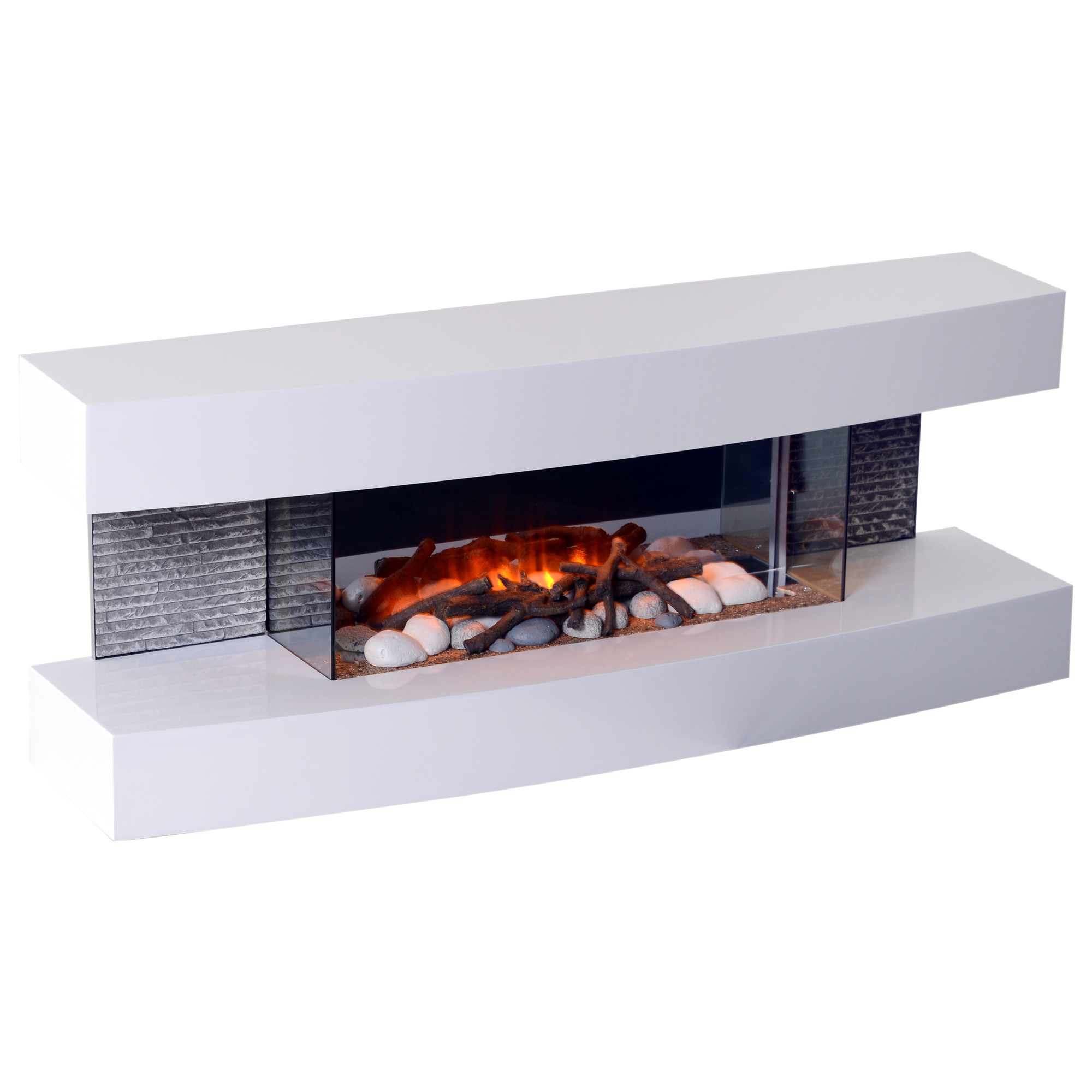 Wall Mount Electric Fireplace 750W/1500W w/ Remote White Aosom