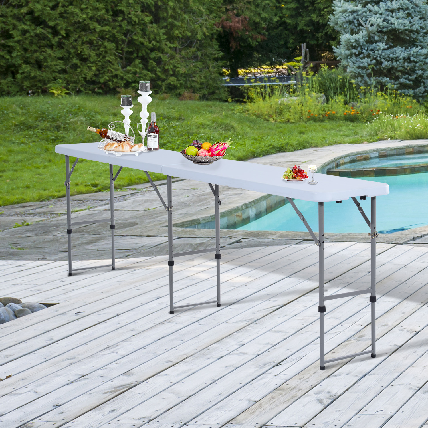 Outsunny Folding Camping 8.6' Picnic BBQ Table Party Garden Outdoor ...