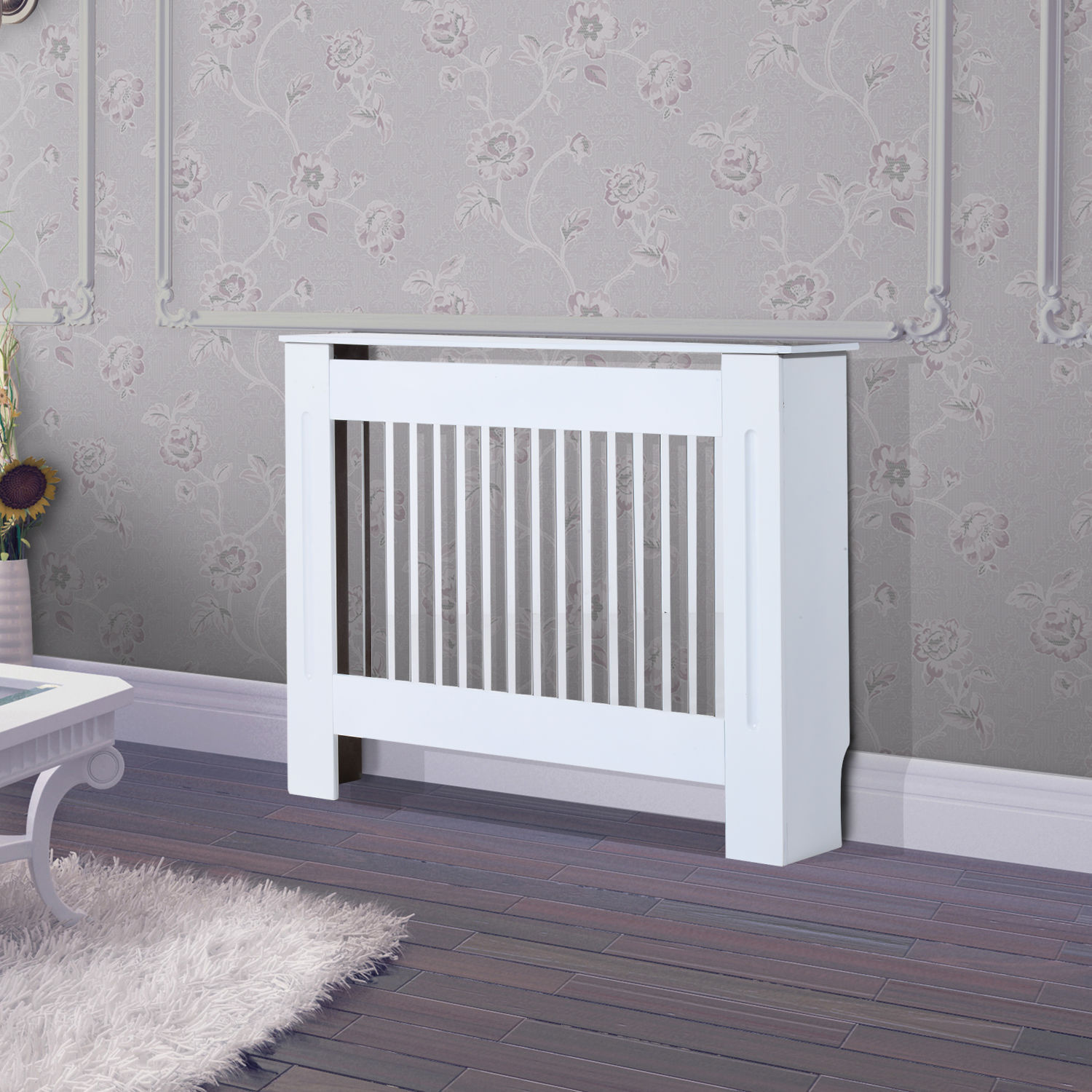 HOMCOM Radiator Cover - Front Grill Design - Easy Install - White|Aosom.ca