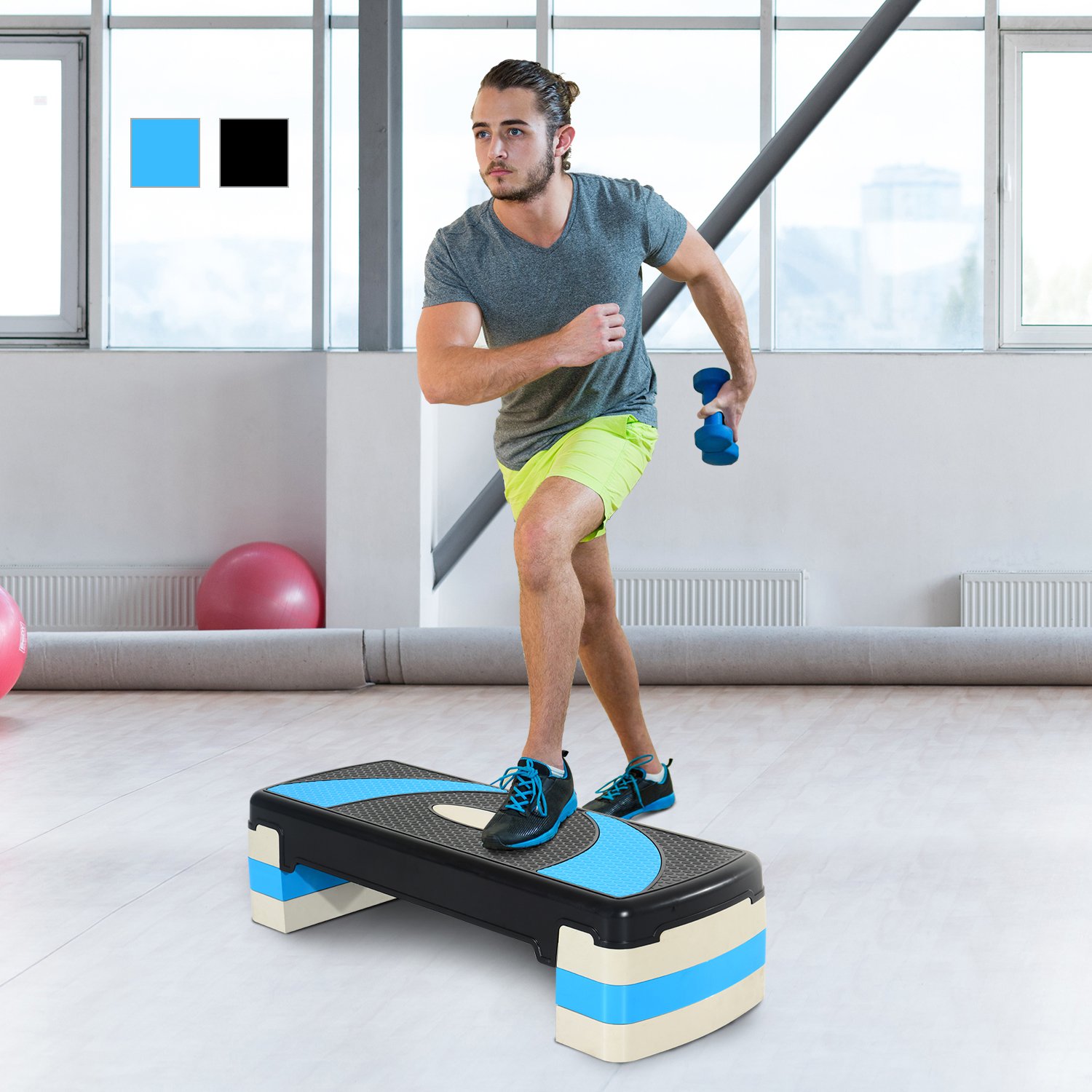 Soozier Adjustable Aerobic Exercise Step Home Gym Trainer Workout ...