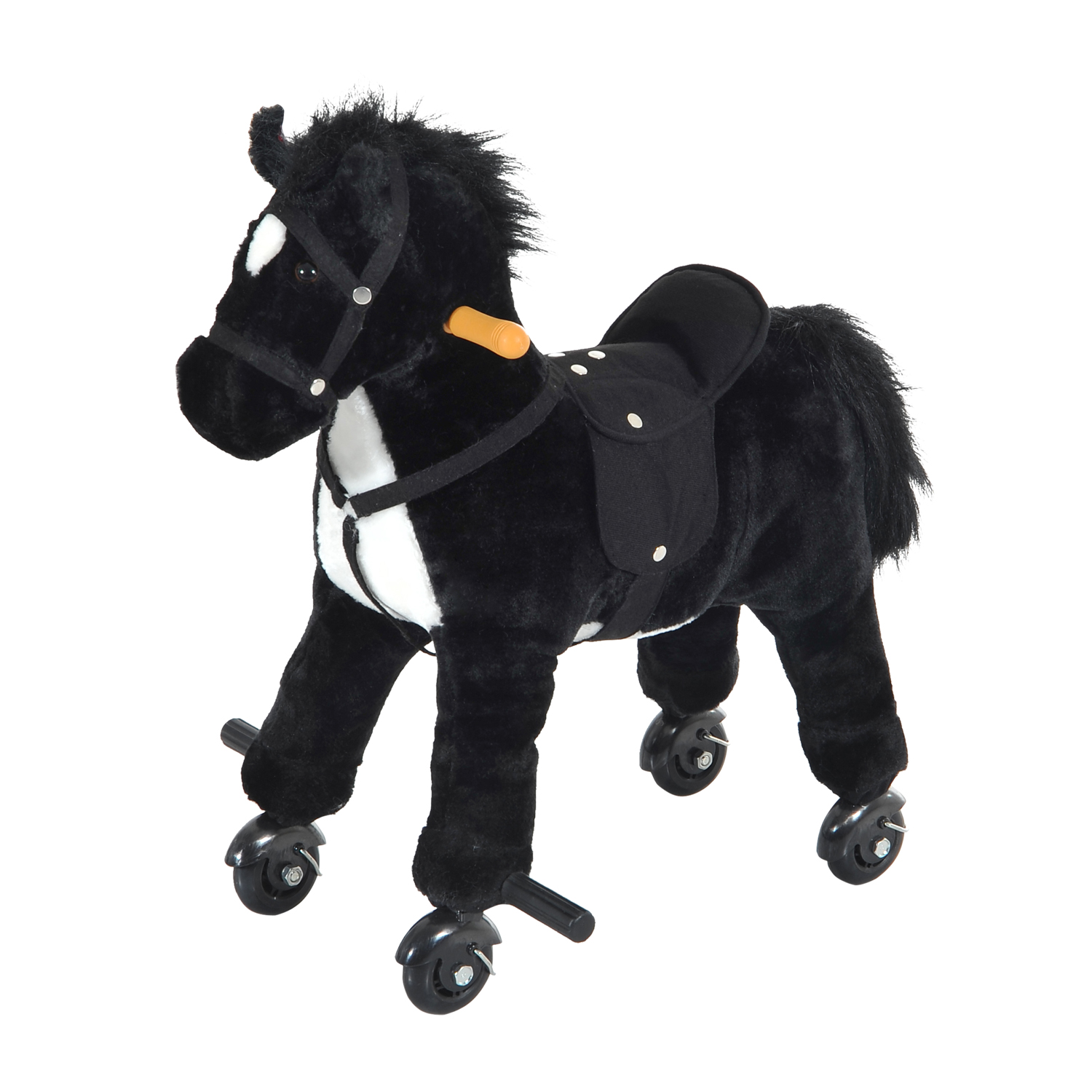 Qaba Kids Walking Pony Ride on Horse Rocking Toy Wheels & Footrest