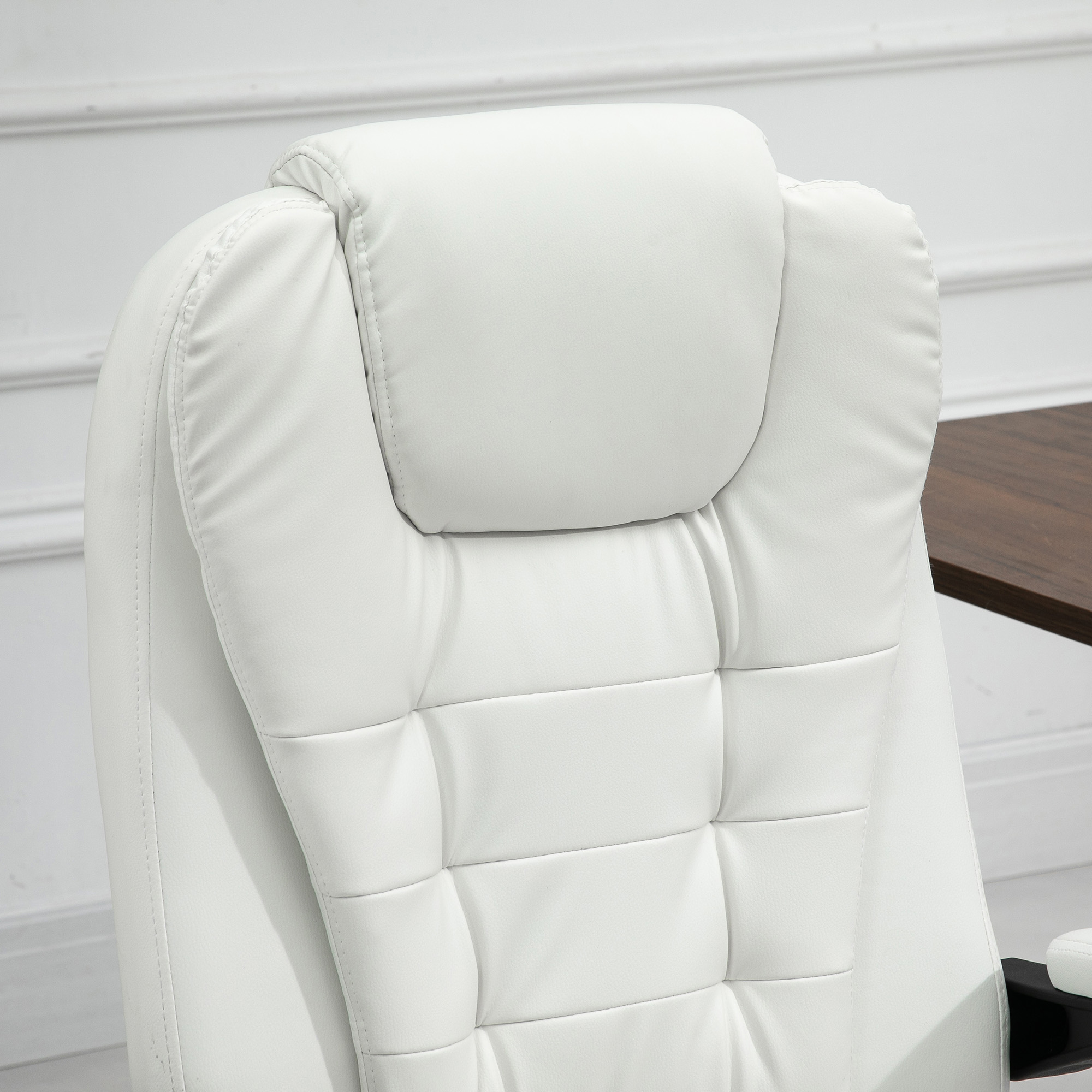 HOMCOM 7-Point Vibrating Massage Office Chair High Back Executive Recliner with Lumbar Support, Footrest, Reclining Back, Adjustable Height, White