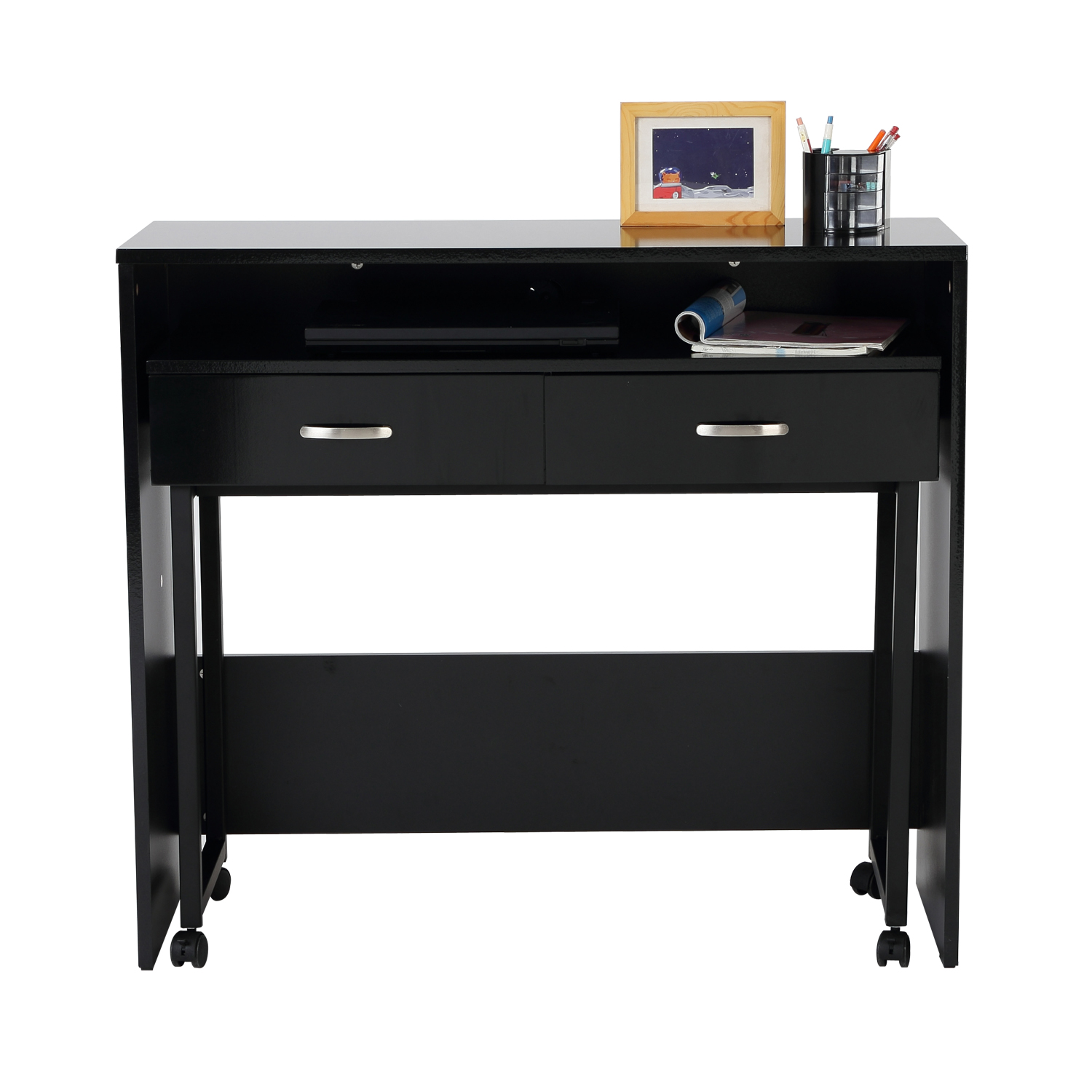 2pc Nesting Computer Desk Storage Writing Rolling Table