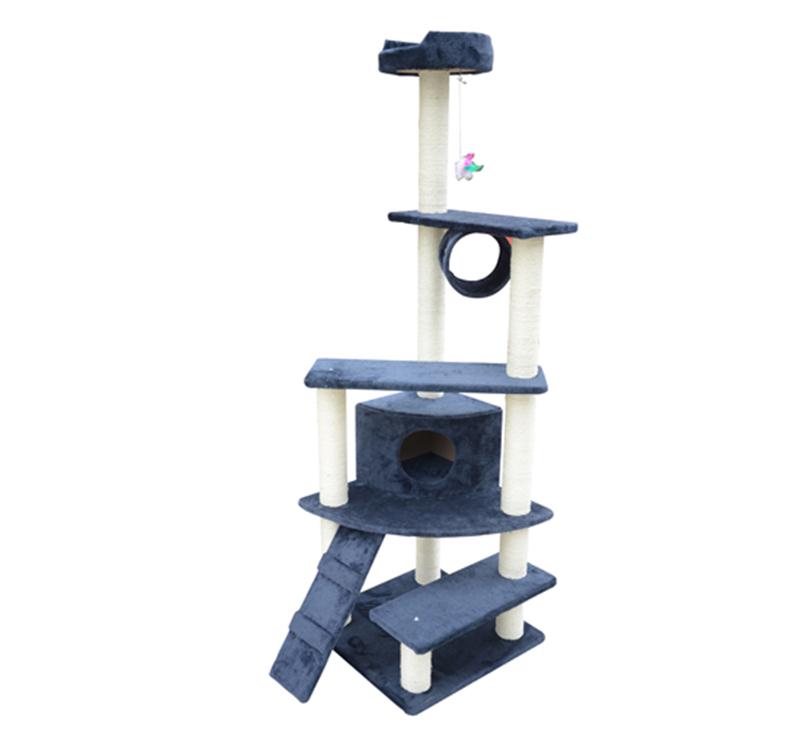 PawHut 69" Cat Tree with Tunnel BlueAosom.ca