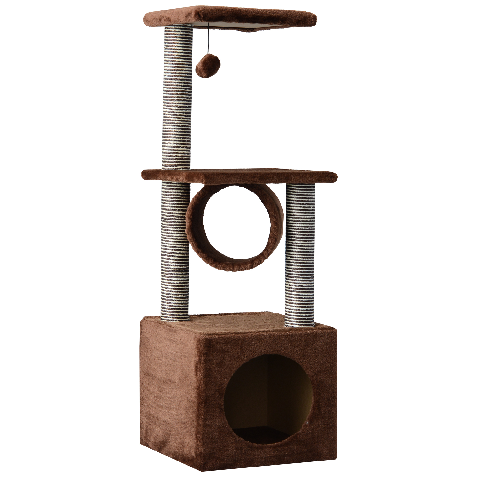 PawHut 41" Cat Tree w/ Hanging Toy BrownAOSOM.CA
