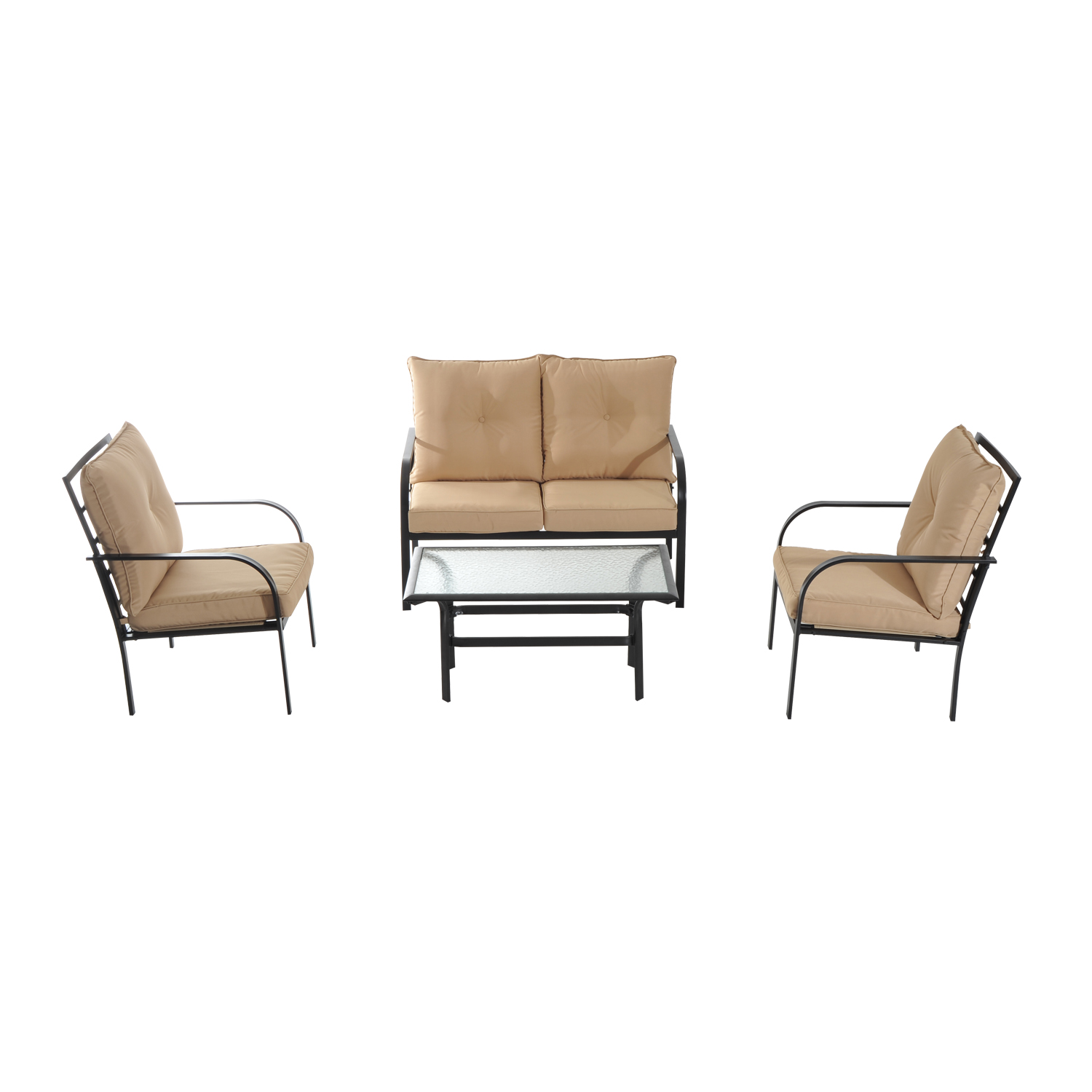 Outsunny 4 pcs Cushioned Sofa Table Set Gazebo Furniture Steel Frame Aosom.ca