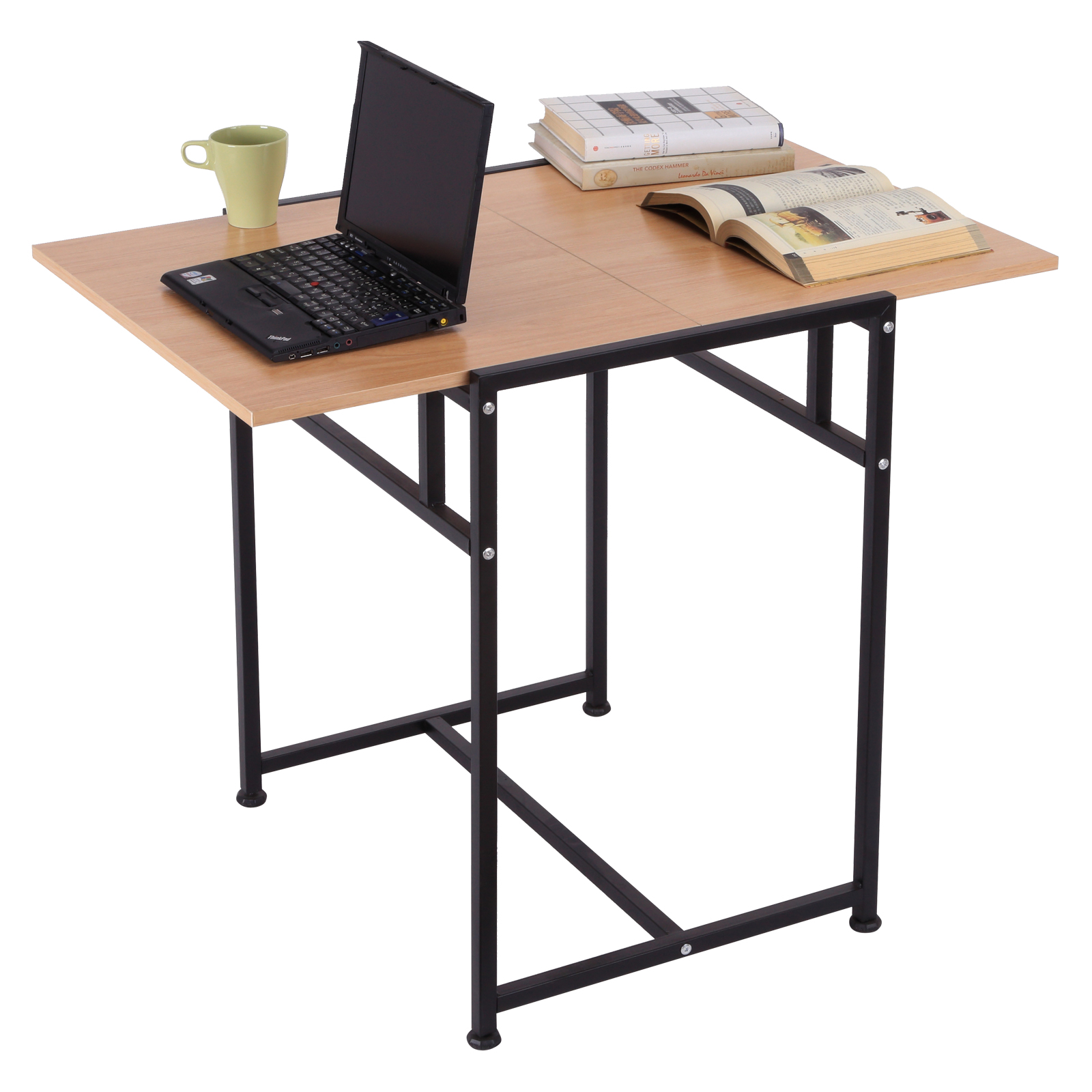 Black 36" Wood Top Folding Computer Table Home Office Desk Slide