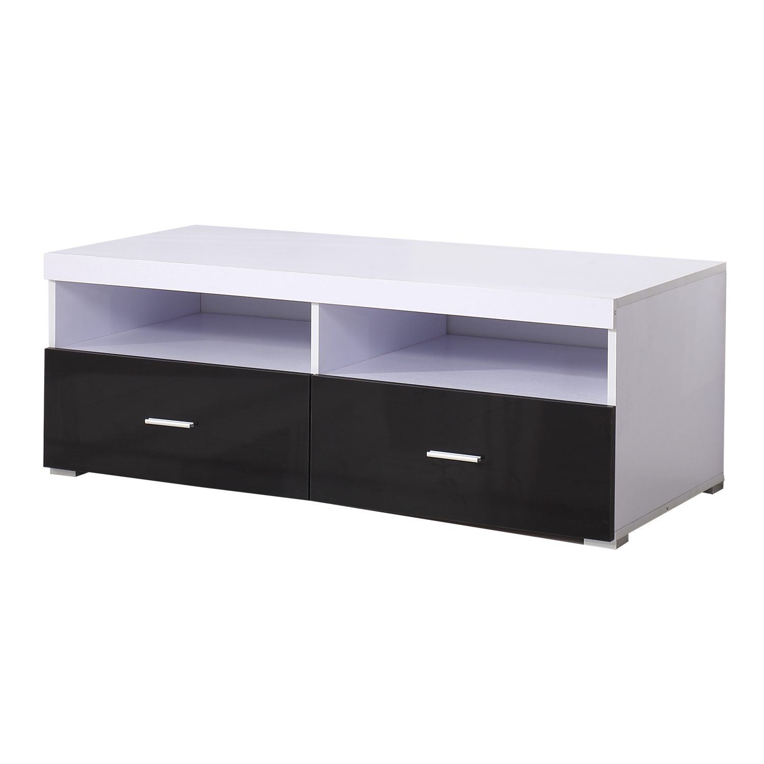 Modern 2 Drawer 2 Shelf TV Console Black and