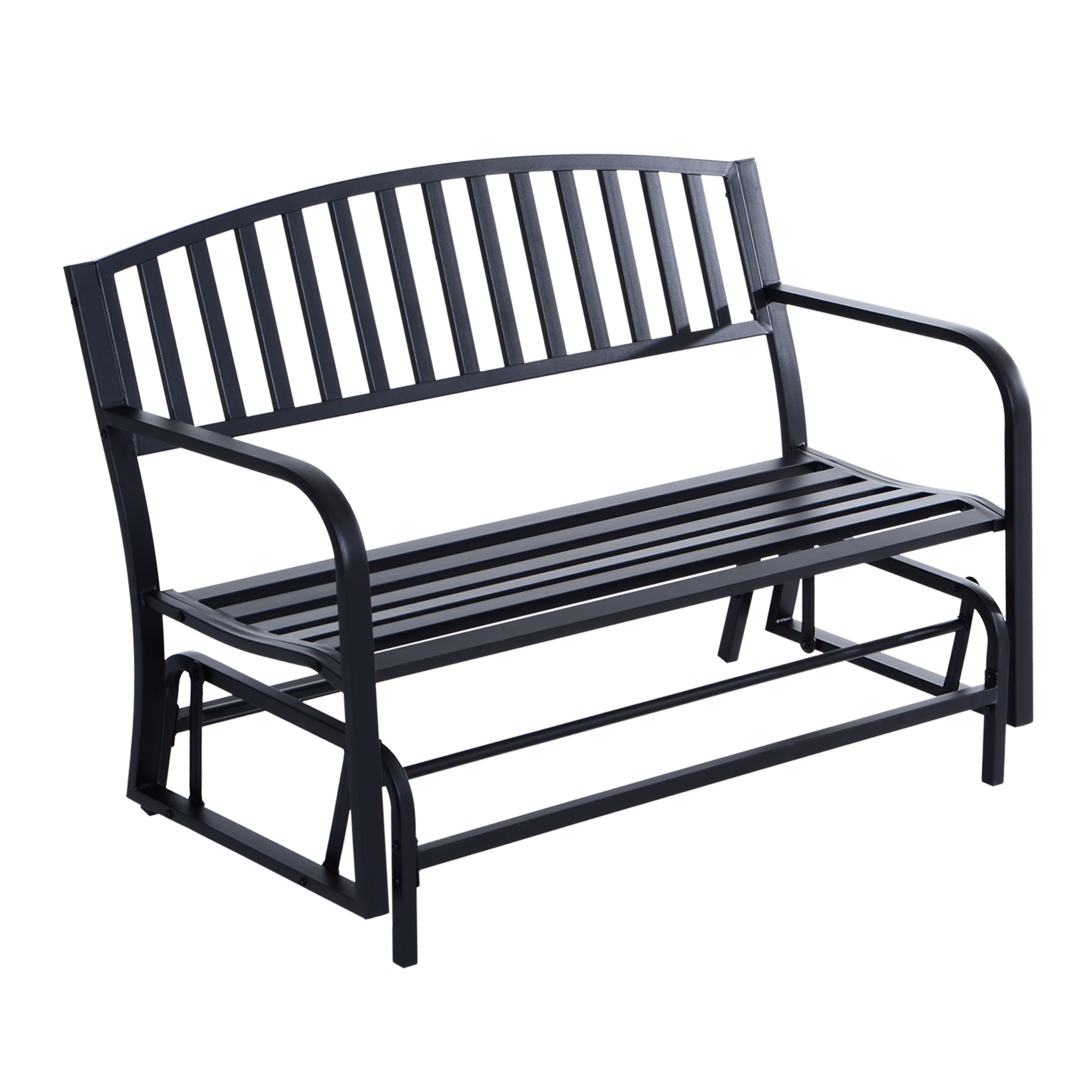 Outsunny 50" Outdoor Steel Patio Swing Glider Bench Loveseat Black