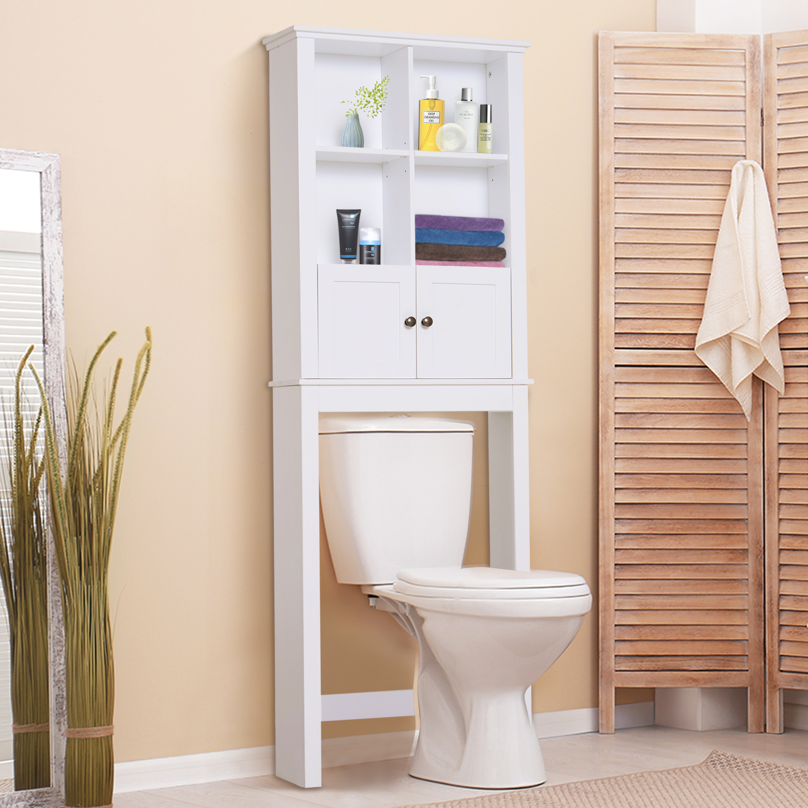 Freestanding OverTheToilet Bathroom Storage White