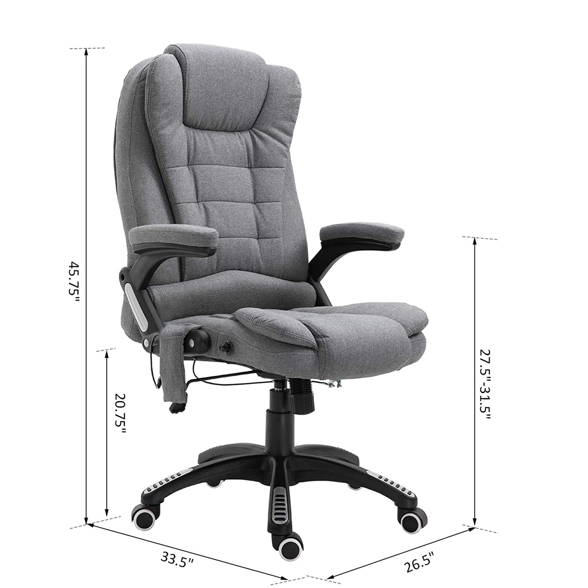 Vinsetto High Back Adjustable Massage Office Chair Ergonomic Reclining Executive Chair Home Office Furniture Gray , Aosom Canada