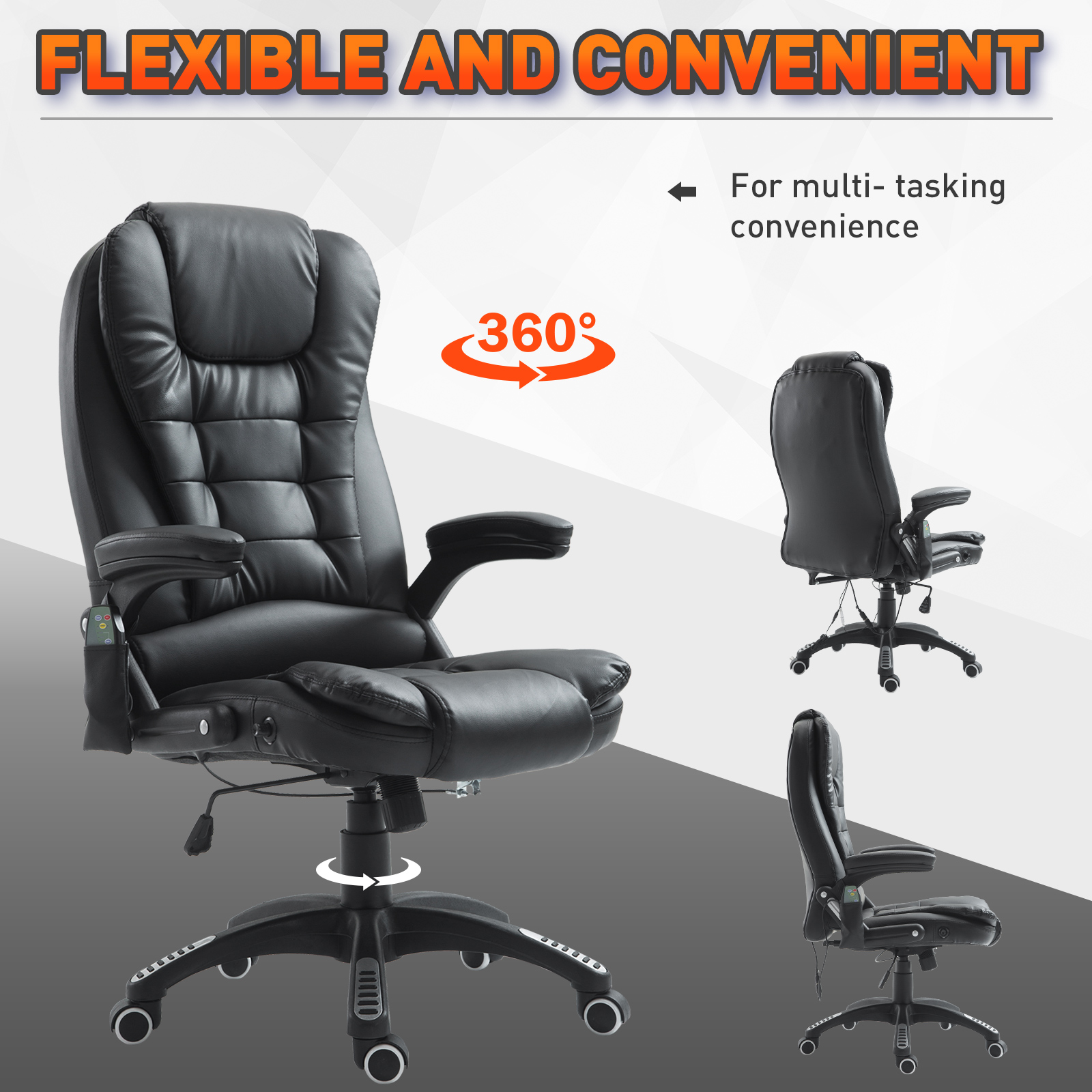 HOMCOM Executive Office Chairs Heated Massage High Back Reclining Office Chair Swivel Leather Adjustable Vibrating Furniture Black , Aosom Canada