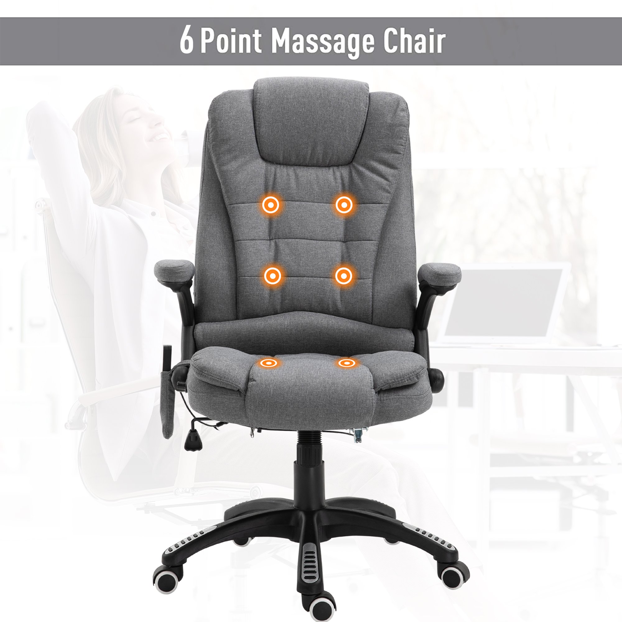 Vinsetto High Back Adjustable Massage Office Chair Ergonomic Reclining Executive Chair Home Office Furniture Gray , Aosom Canada