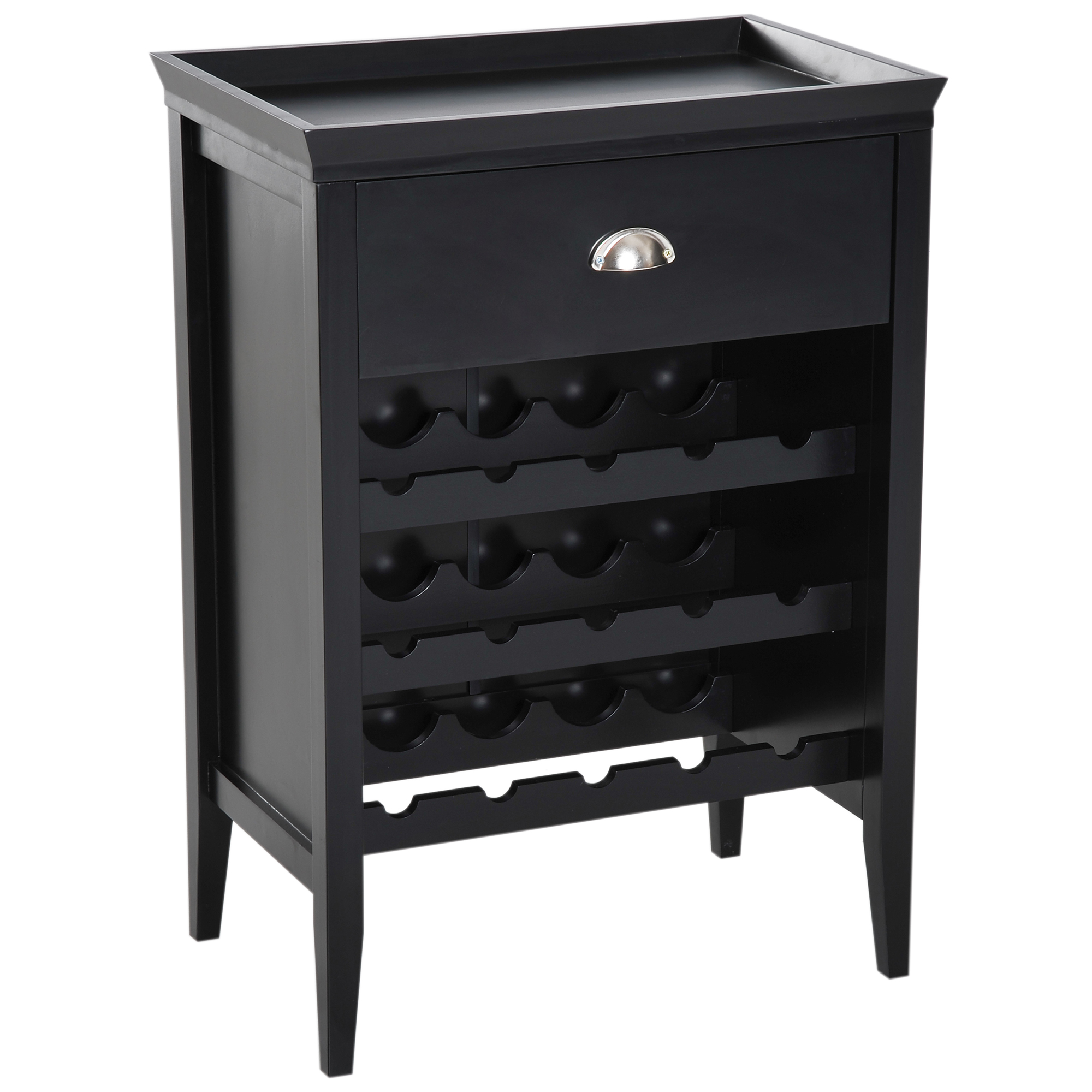 HomCom 15 Bottle Wood Wine Cabinet Holder Organizer with Drawer Indoor ...