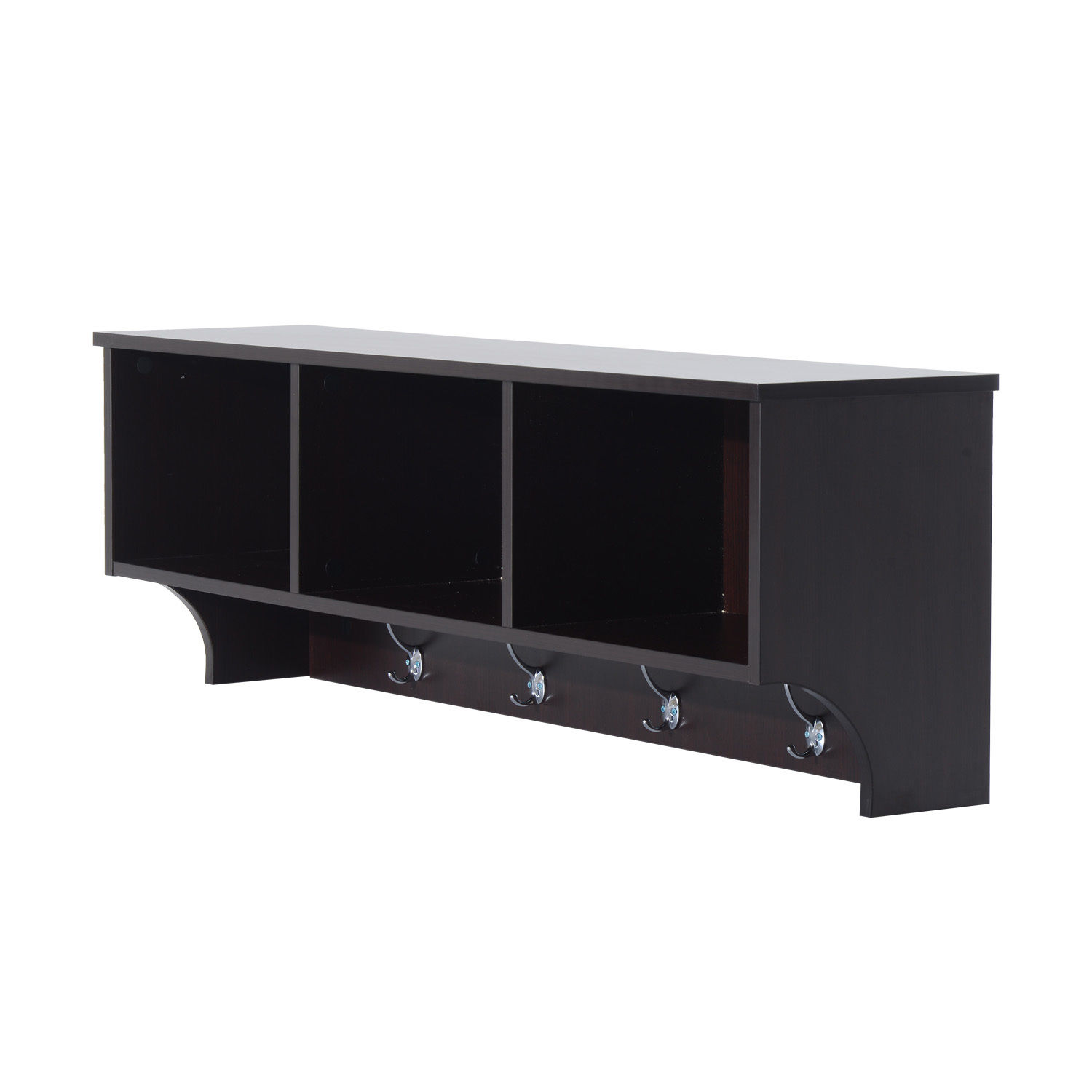 HomCom 4’ Modern Floating Combination Storage Shelf Coat Rack - Dark ...