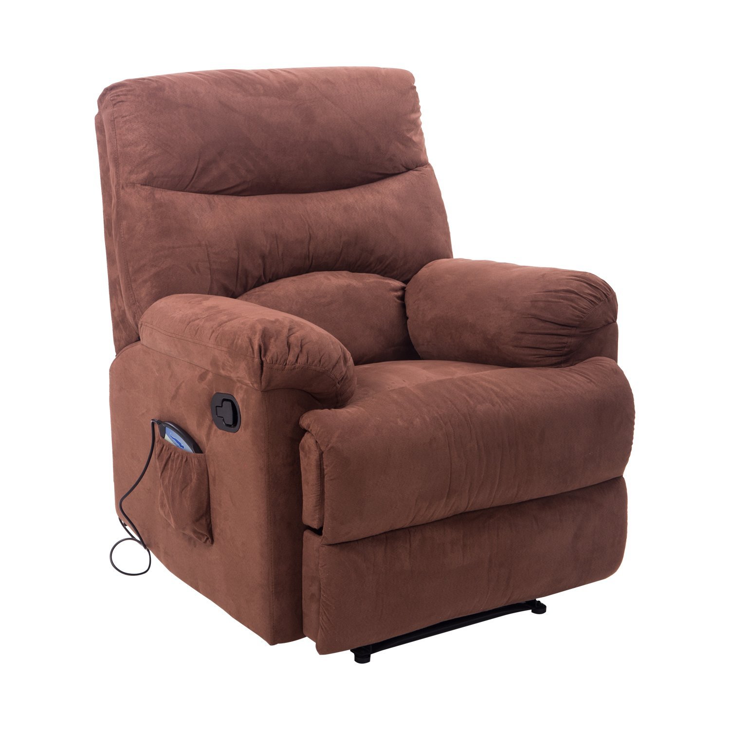 Faux Suede Heated Vibrating Massage Recliner Chair With Remote