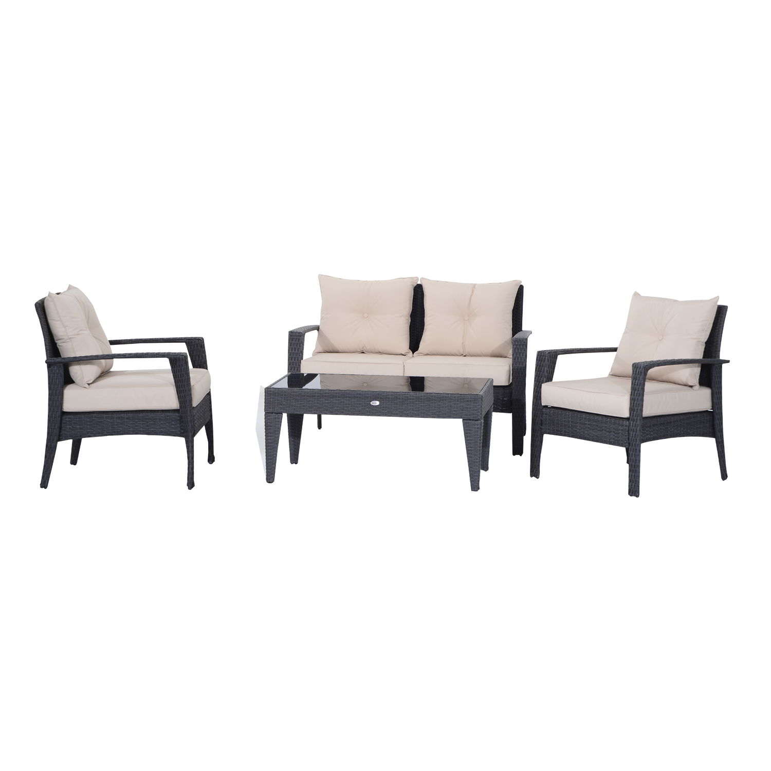 Outsunny 4Piece Outdoor Rattan Wicker Loveseat and Chair Set / 4