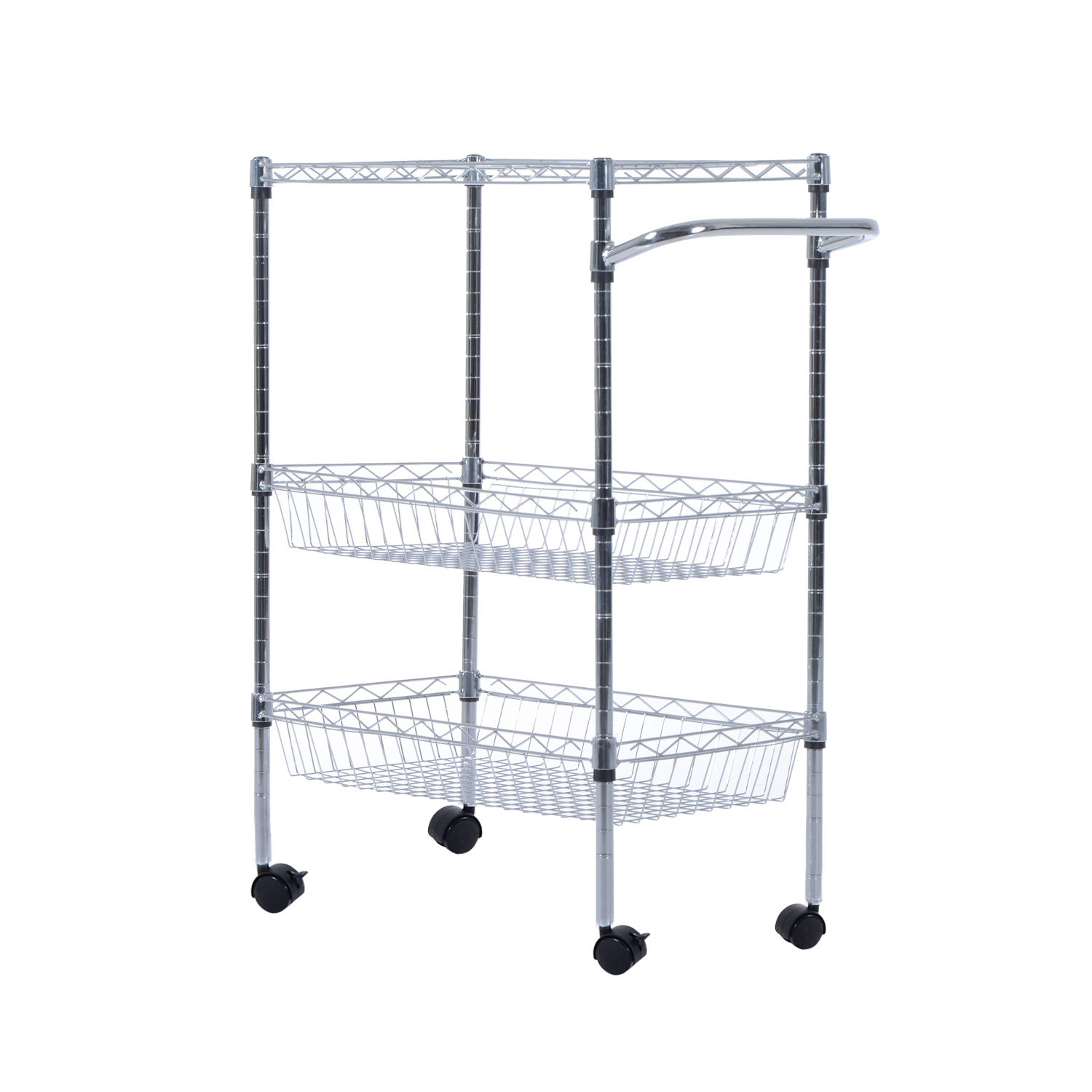 24" Rolling Trolley Kitchen Cart w/ Wire Shelf