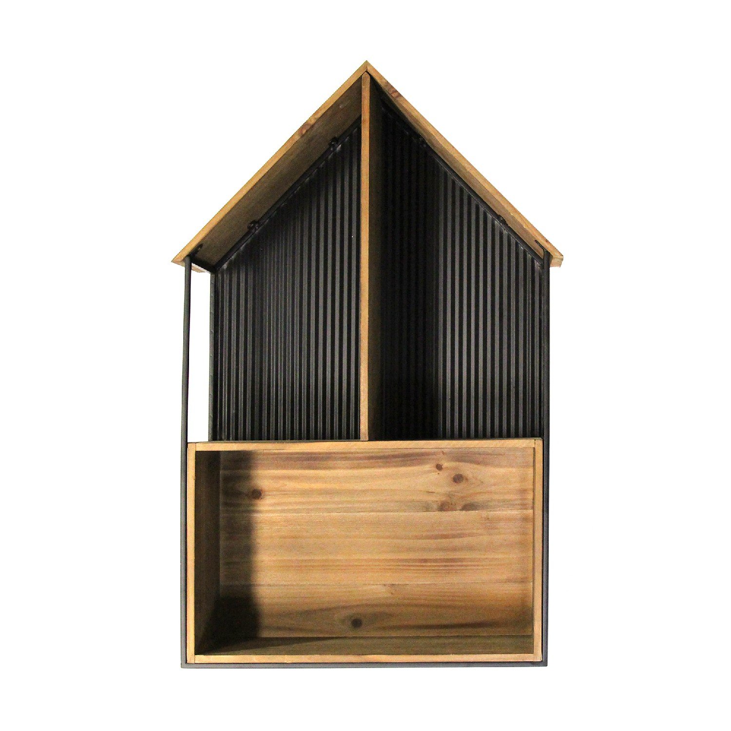 Stratton Metal and Wood House Wall Shelf Aosom