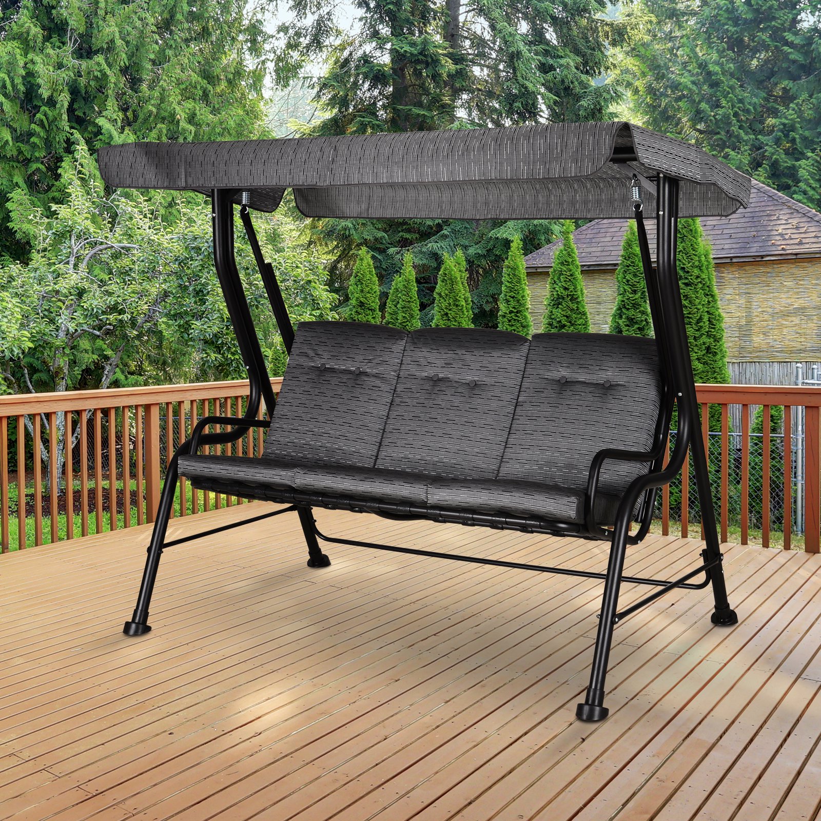 Outsunny 3Seat Converting Outdoor Patio Canopy Swing Hammock with
